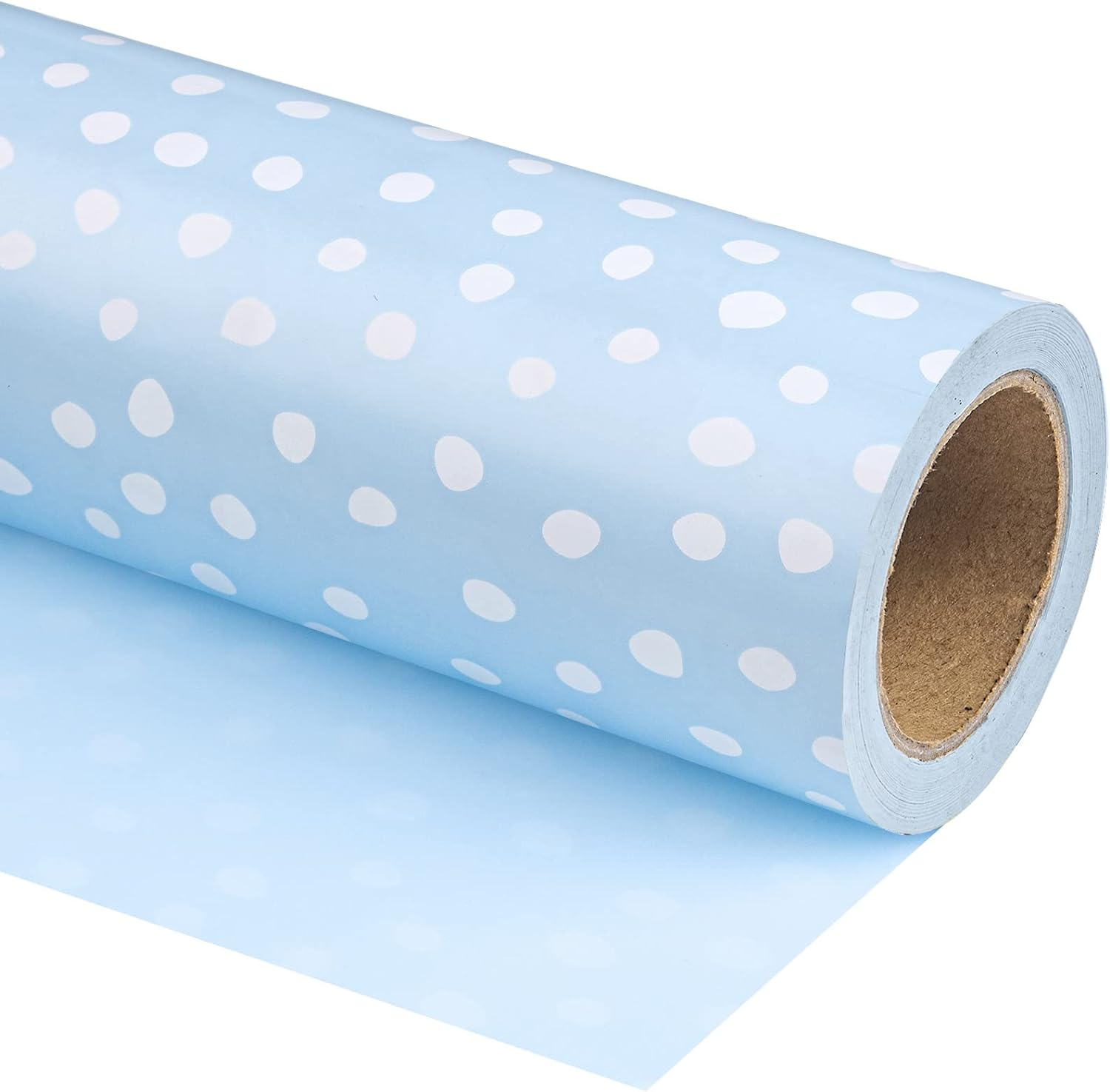 WRAPAHOLIC Reversible Wrapping Paper - Mini Roll - 17 Inch X 33 Feet - Gold Print and Delicate Polka Dots Design for Birthday, Holiday, Wedding, Baby Shower, Gold,White (BZP-17-LC-XDD-GOL), 1