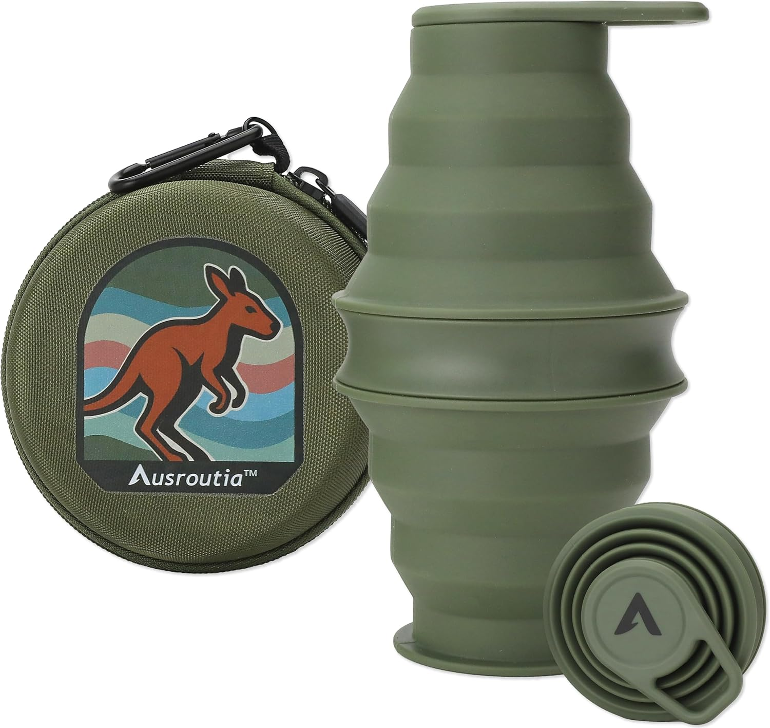 AUSROUTIA Collapsible Travel Water Bottle 500Ml &ndash; Reusable & Leakproof Drinking Bottle with Screw-Top Lid, Protective Case & Carabiner | BPA Free Silicone, Portable for Sports, Hiking & Camping image number 4