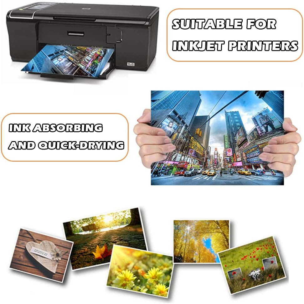 Yitexin 4 Sizes Photo Paper, 200Gsm High Glossy White Photographic Paper, Advanced Picture Paper for Inkjet Printer (90 Sheets, 3.5 X 5 Inch, 4 X 6 Inch, 5 X 7 Inch, 8.3 X 11.7 Inch) (4 Sizes)