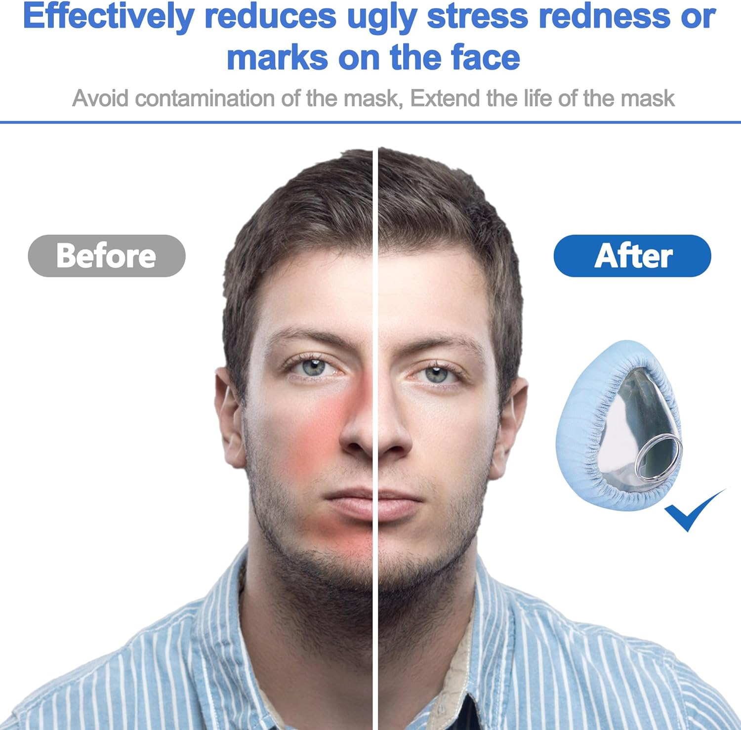 Full Face Mask Liners(M), Reusable Cushion Covers Compatible with Airfit F20& Airtouch F20 for Reducing Red Mark, NOT for Mirage Quattro& F30 Mask - Pack of 6, Great-Value Supplies by Airsmart image number 5