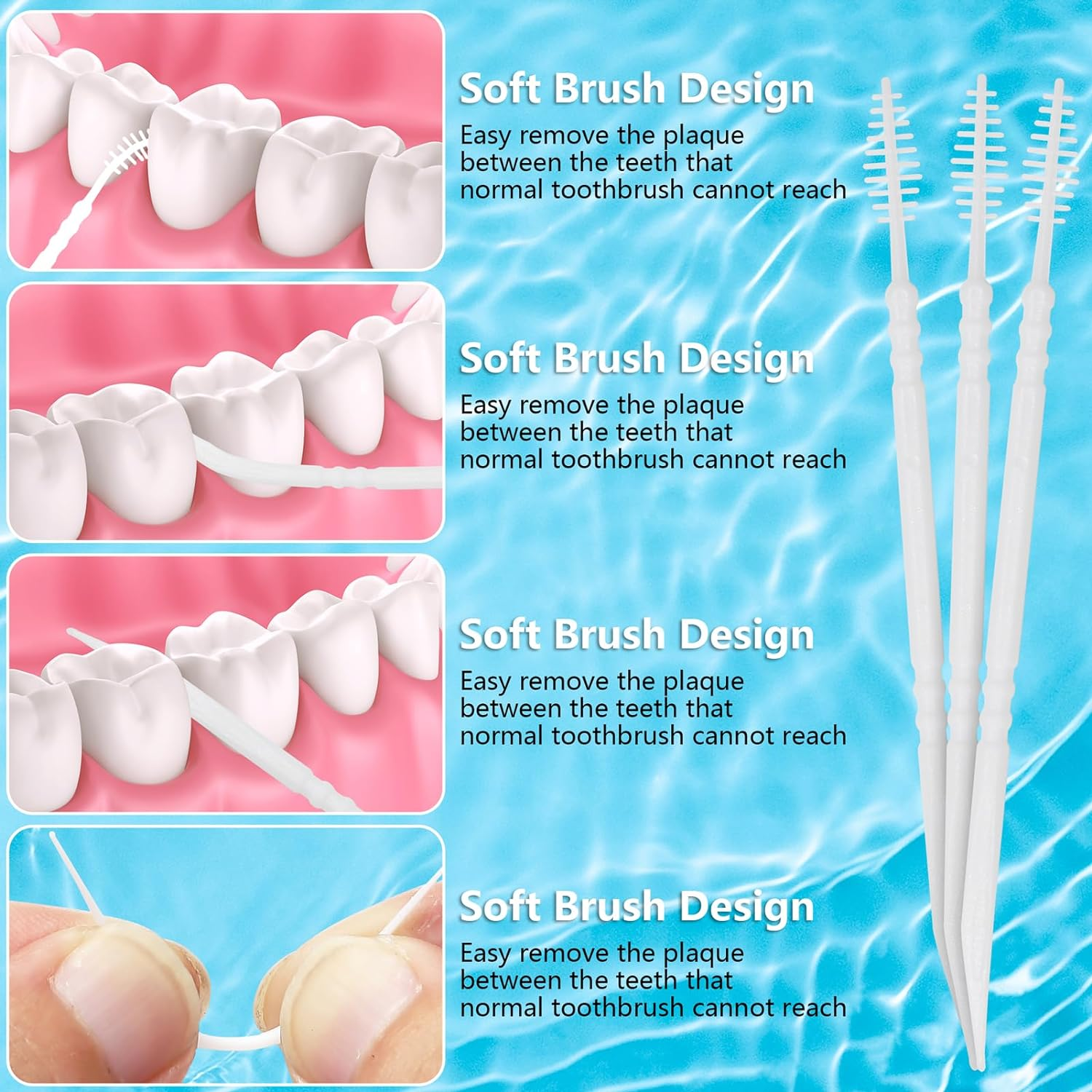 Danticy Brushpicks Interdental Toothpicks,Soft Bristle Dental Floss Picks Toothpicks,Helps Removes Plaque and Debris between Your Teeth 600PCS (Pack of 5) image number 5