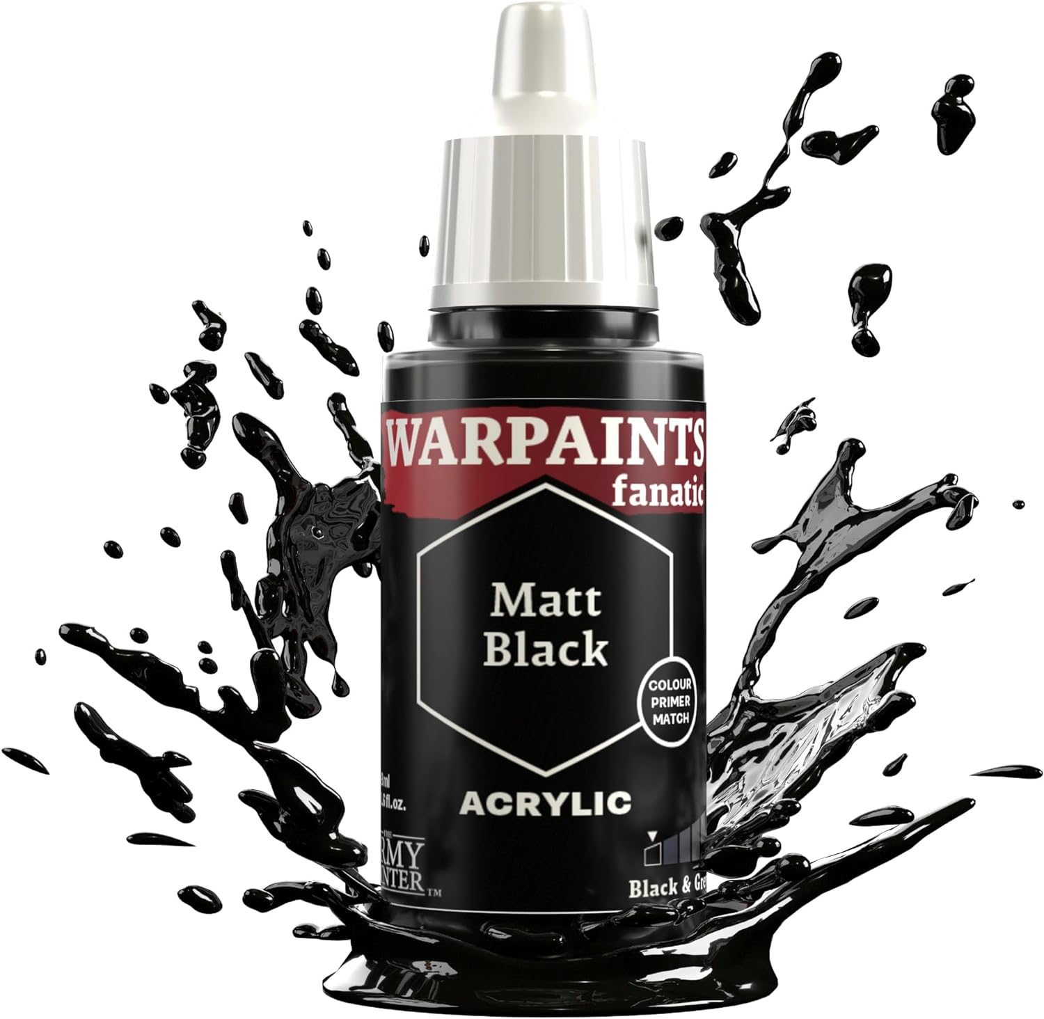 The Army Painter Warpaints Fanatic Acrylic Paint, Matt Black, 18 Ml