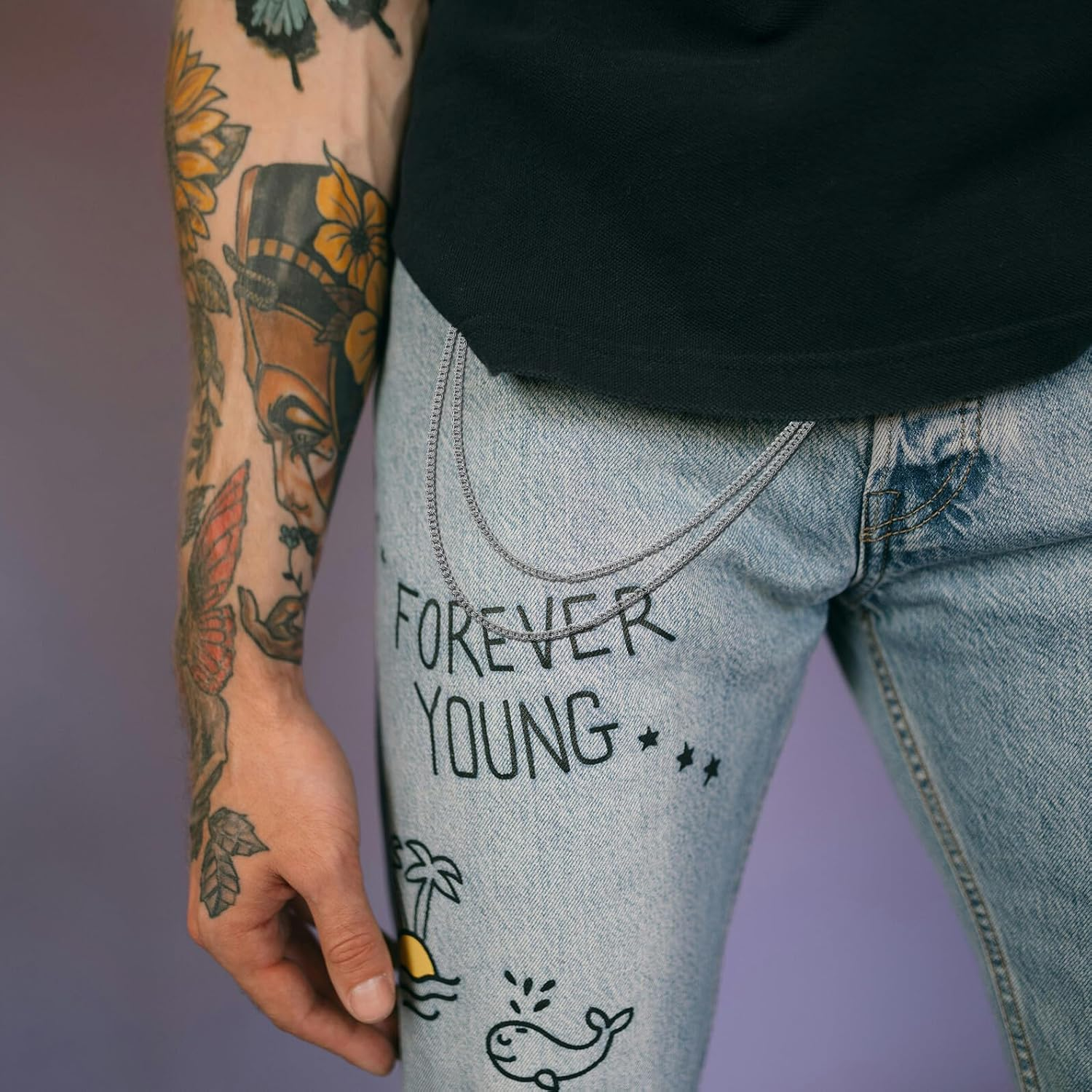 FOYTOKI Punk Style Metal Wallet Chain for Men Decorative Pants Chain for Jeans Street Dance Accessories image number 2