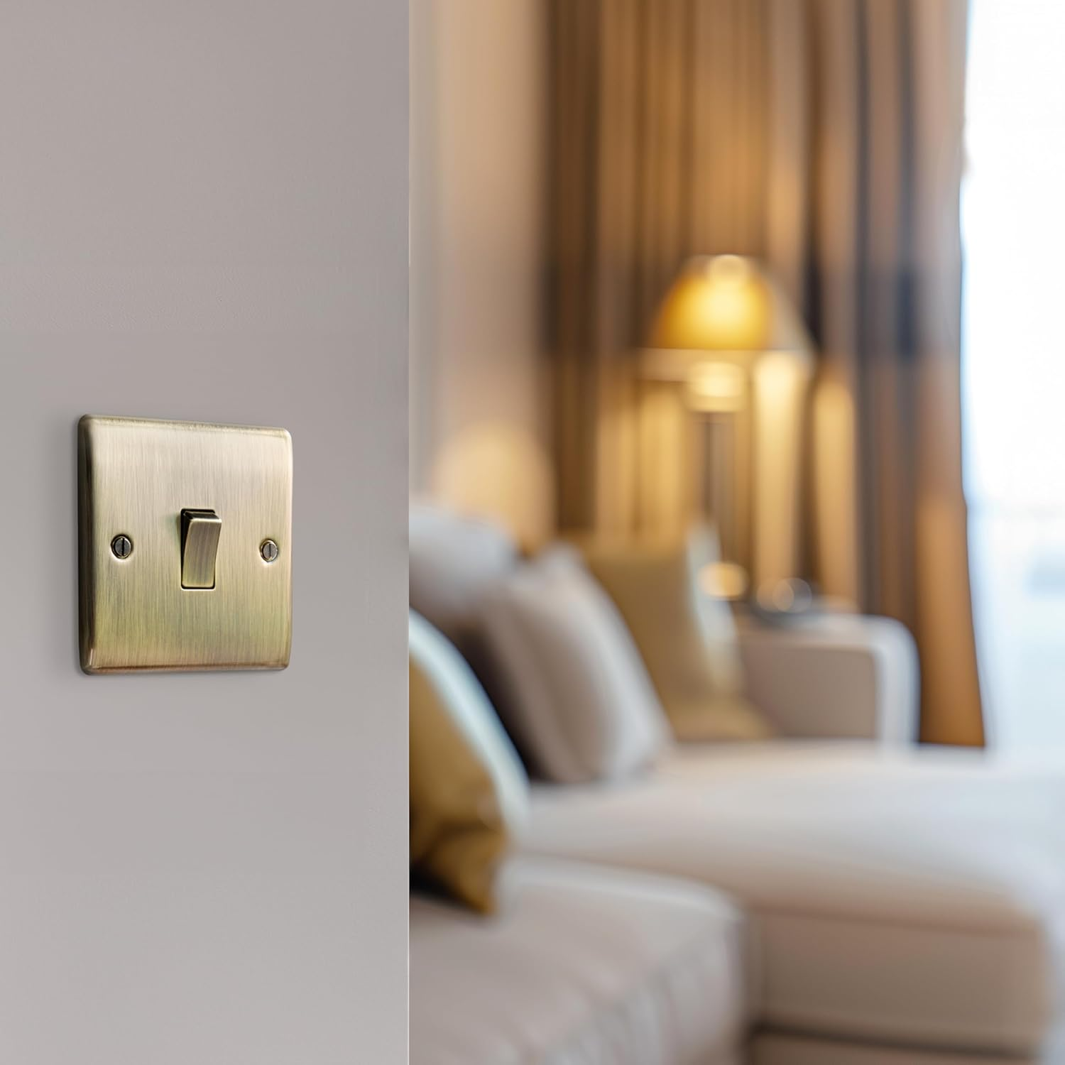 BG Electrical Single Intermediate Wall Light Switch, Raised and Slim Profile, round Edges, Nexus Metal, Antique Brass, 20A, 16AX, NAB13 image number 4