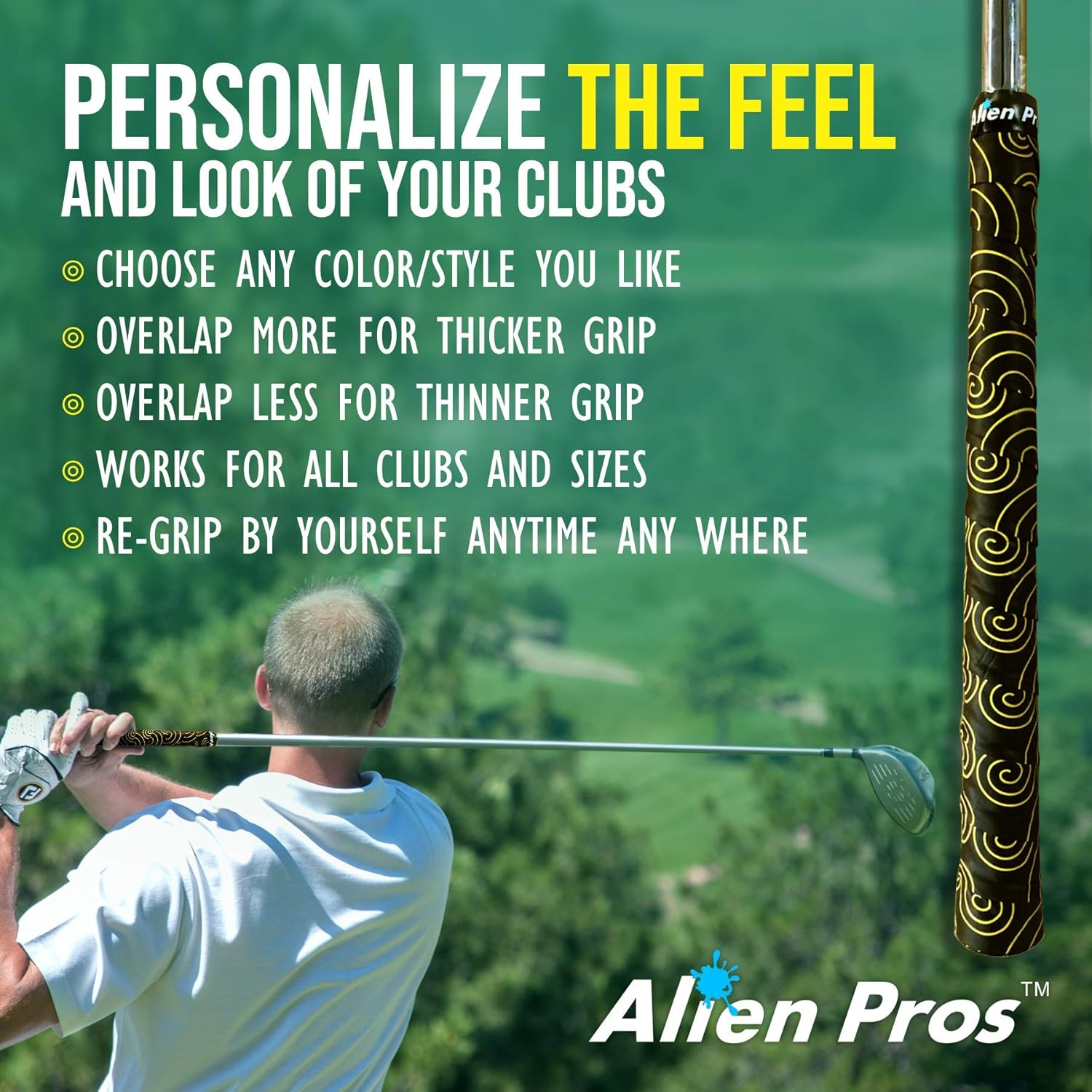 Alien Pros Golf Grip Wrapping Tapes - Innovative Golf Club Grip Solution - Enjoy a Fresh New Grip Feel in Less than 1 Minute image number 5