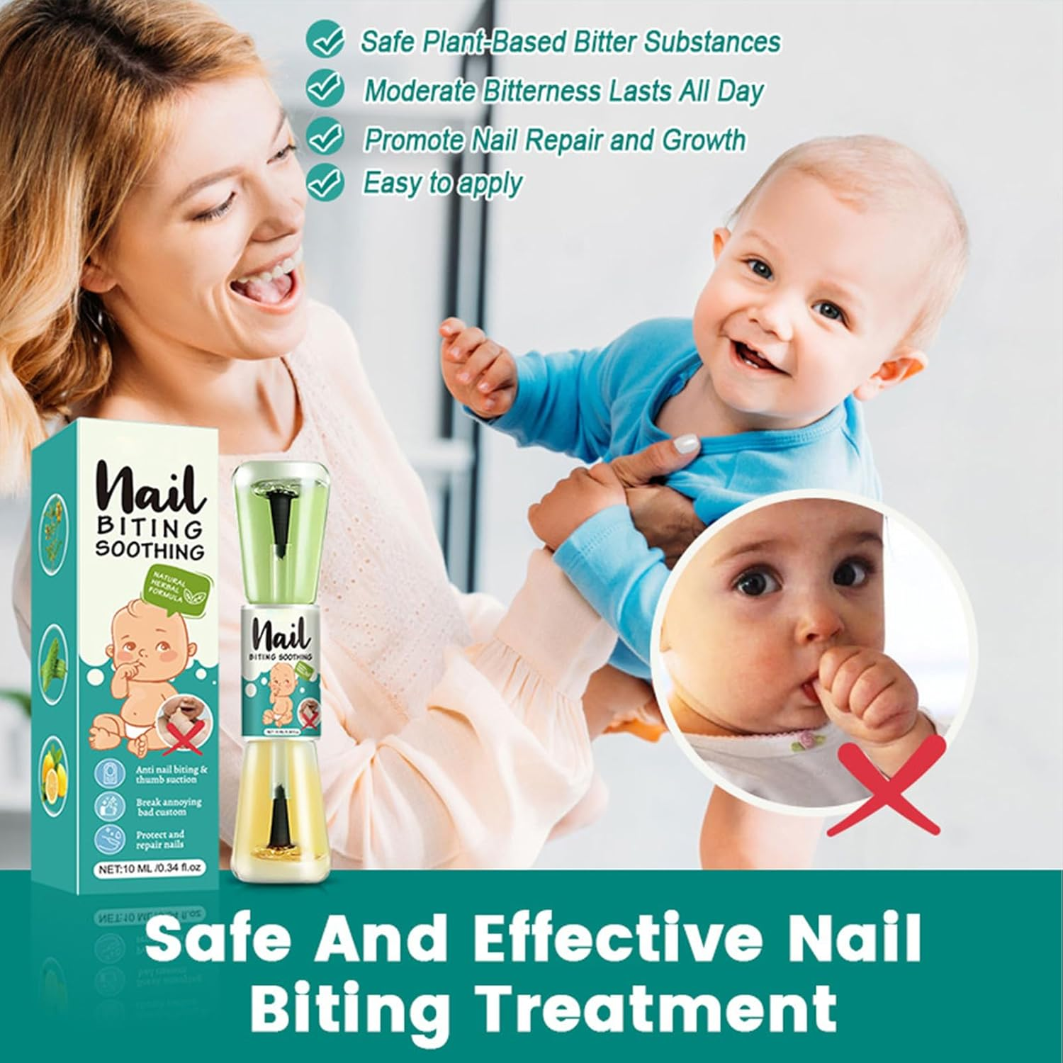 Nail Biting Prevention for Kids | 10Ml Stop Nail Biting - Stopper Guard Strengthener Natural Bitter Liquid for Baby Toddler Habit Health Hand Finger image number 1