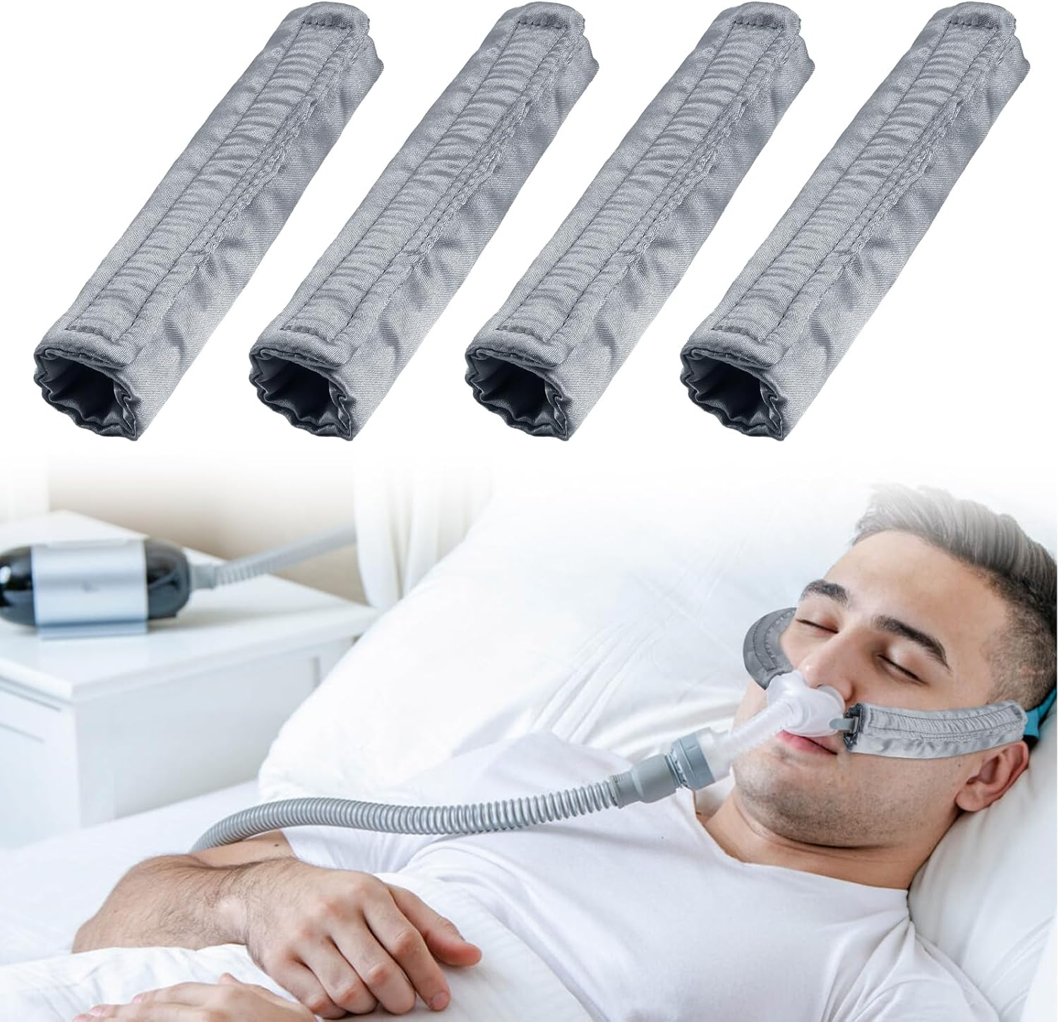 4 Pack Satin Mask Strap Covers, Universal and Reusable Comfort Pads, Face Cushion Cover for Strap Headgear, C P a P Accessories & Supplies Mask Cover Headgear Pads for Reducing Red Marks