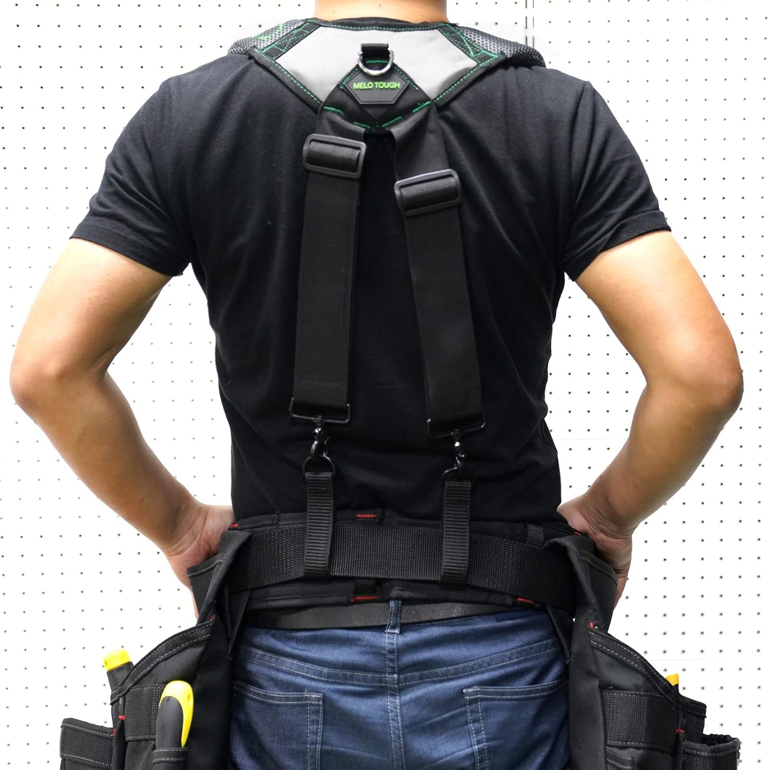 MELOTOUGH Gel Construction Work Suspender Tool Belt Braces with Gel Shoulder Pad Detachable Phone Holder (Trigger Snap Hook End Work Suspenders)&hellip; image number 5