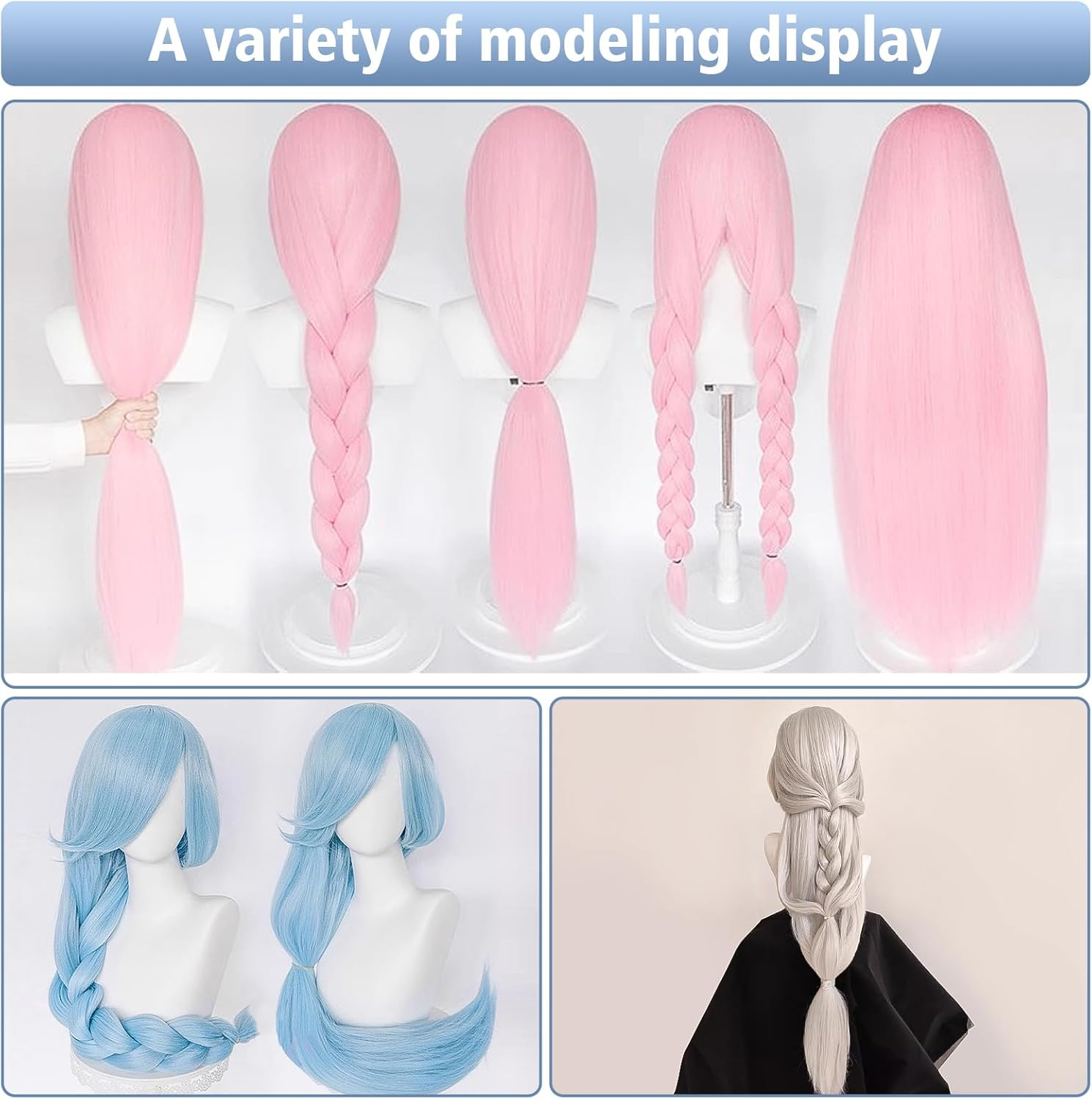 100 Cm Long Wig, Universal Anime Costume Cosplay Wig, Perfect for Party, Daily Use, Festivals and Halloween, Ideal for TV, Film, Anime Character Cosplay (Teal) image number 2