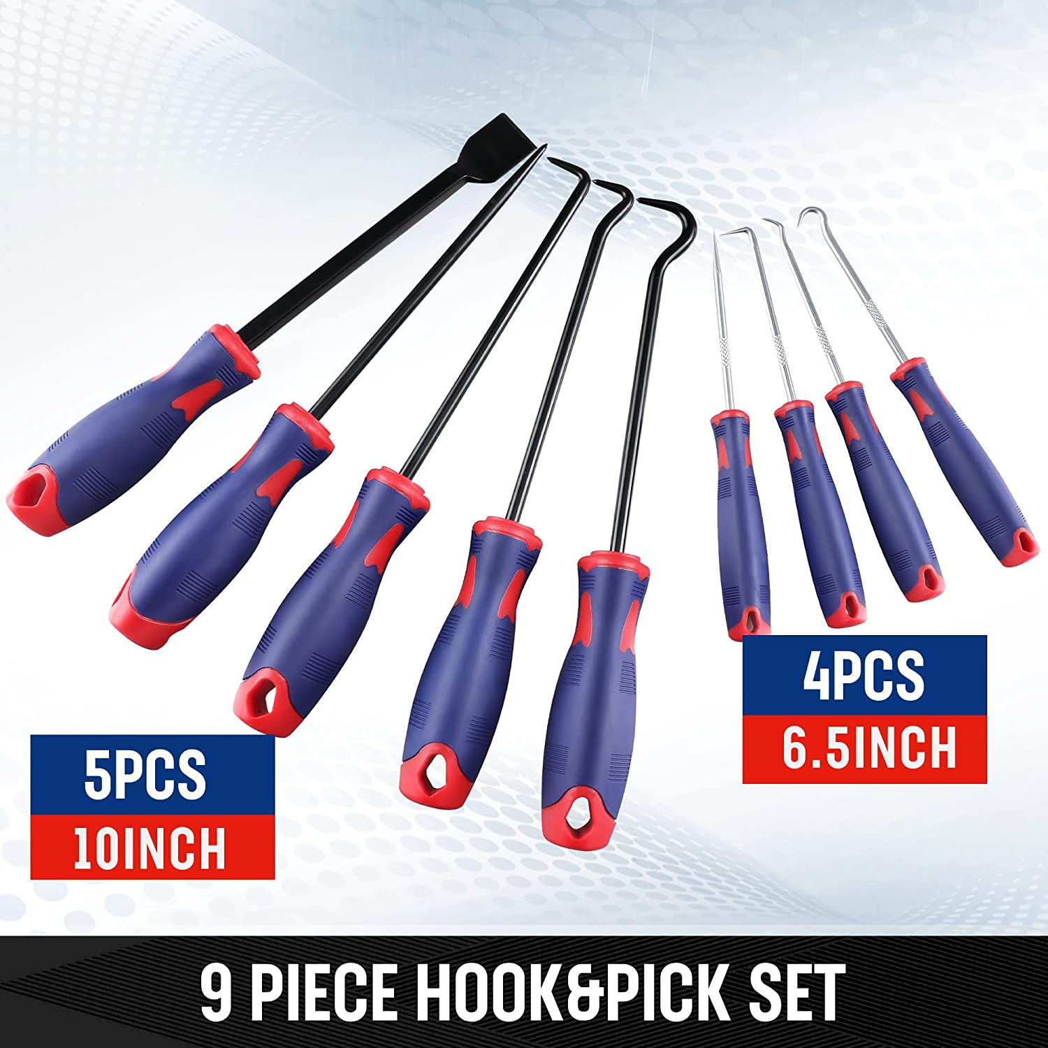 WORKPRO 9Pcs Precision Pick & Hook Set with Scraper, Automotive & Electronic Hand Tools, W000846A image number 6