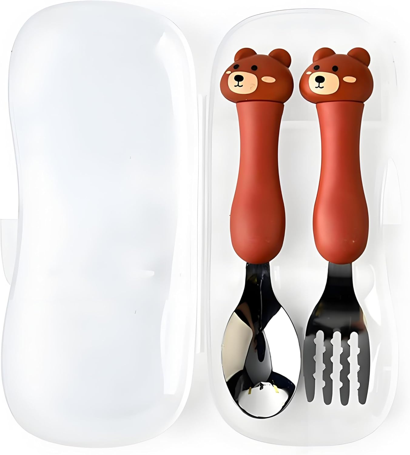 2 Piece Travel Carry Set,Portable Tableware for Children,Toddler Spoon & Fork Set with Travel Case