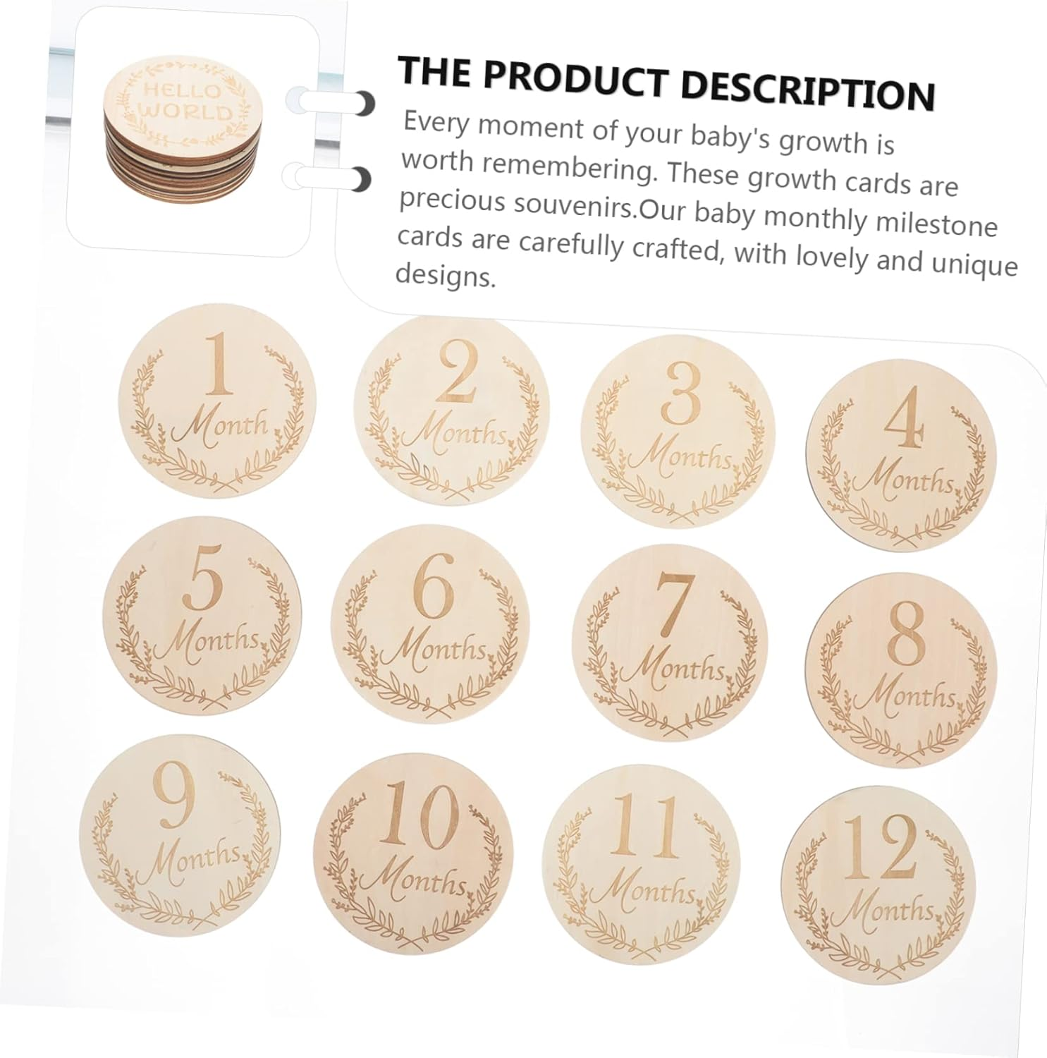 14Pcs Wooden Monthly Growth Cards Unisex Photo Props for Newborn Milestone Tracking Reusable Material for Keepsakes image number 6