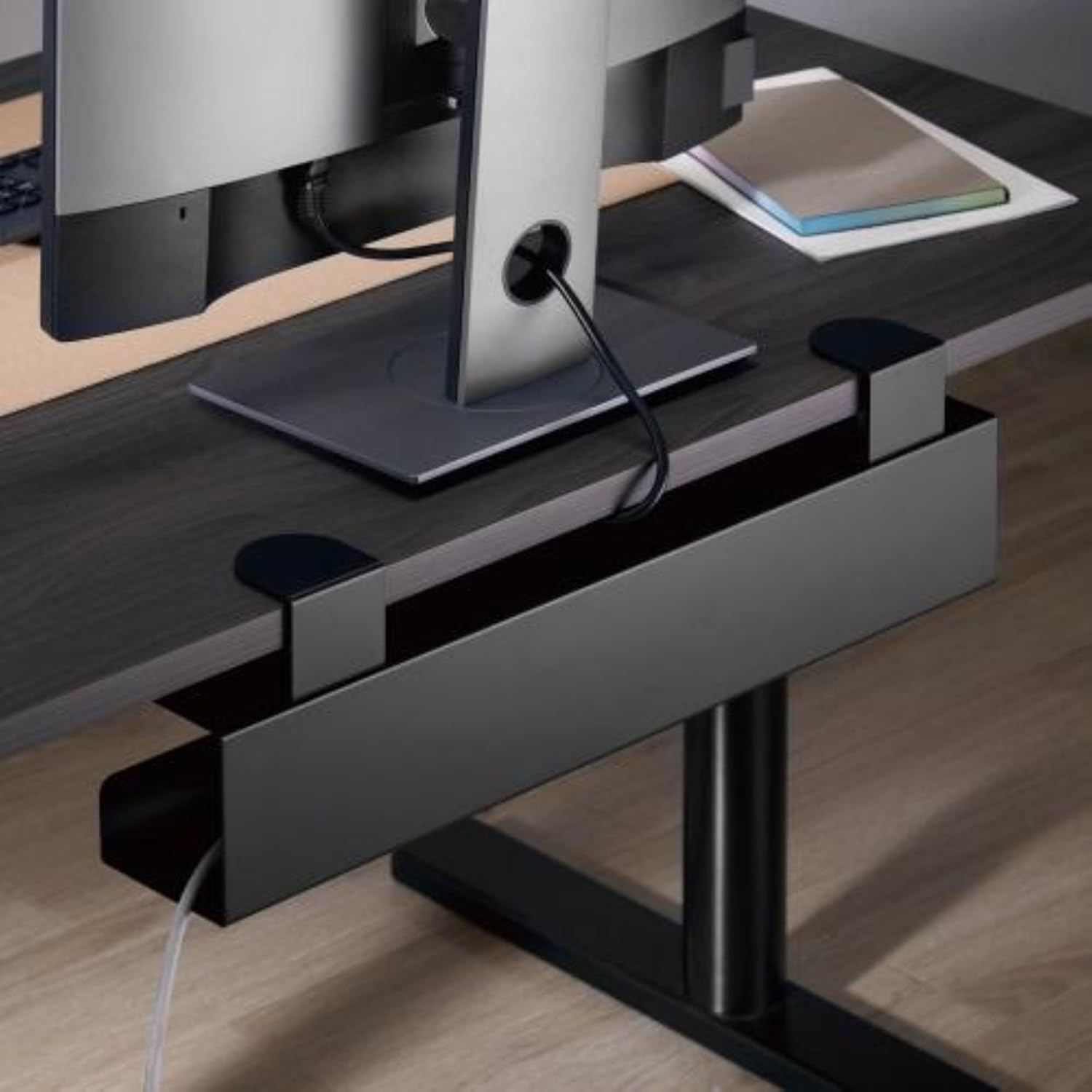Brateck Clamp-On under Desk Cable Tray, Black
