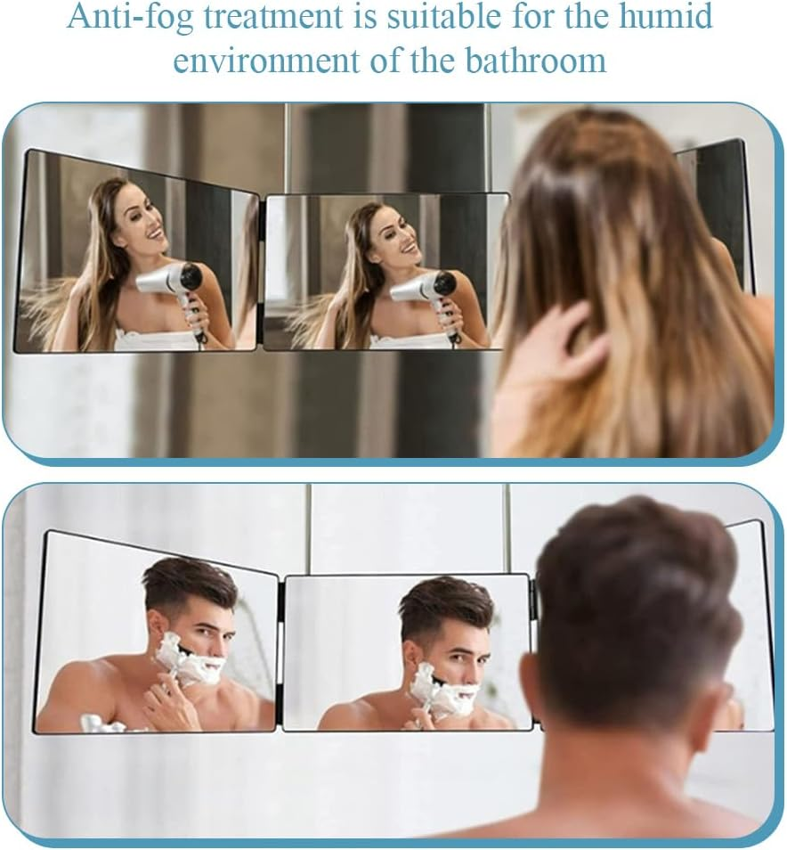 Portable Cosmetic Mirror,360&deg; Trifold Mirror,3 Way Portable Folding Vanity Mirror, Height Adjustable Telescoping for Makeup, Hair Styling, and Grooming for Home and Salon image number 6