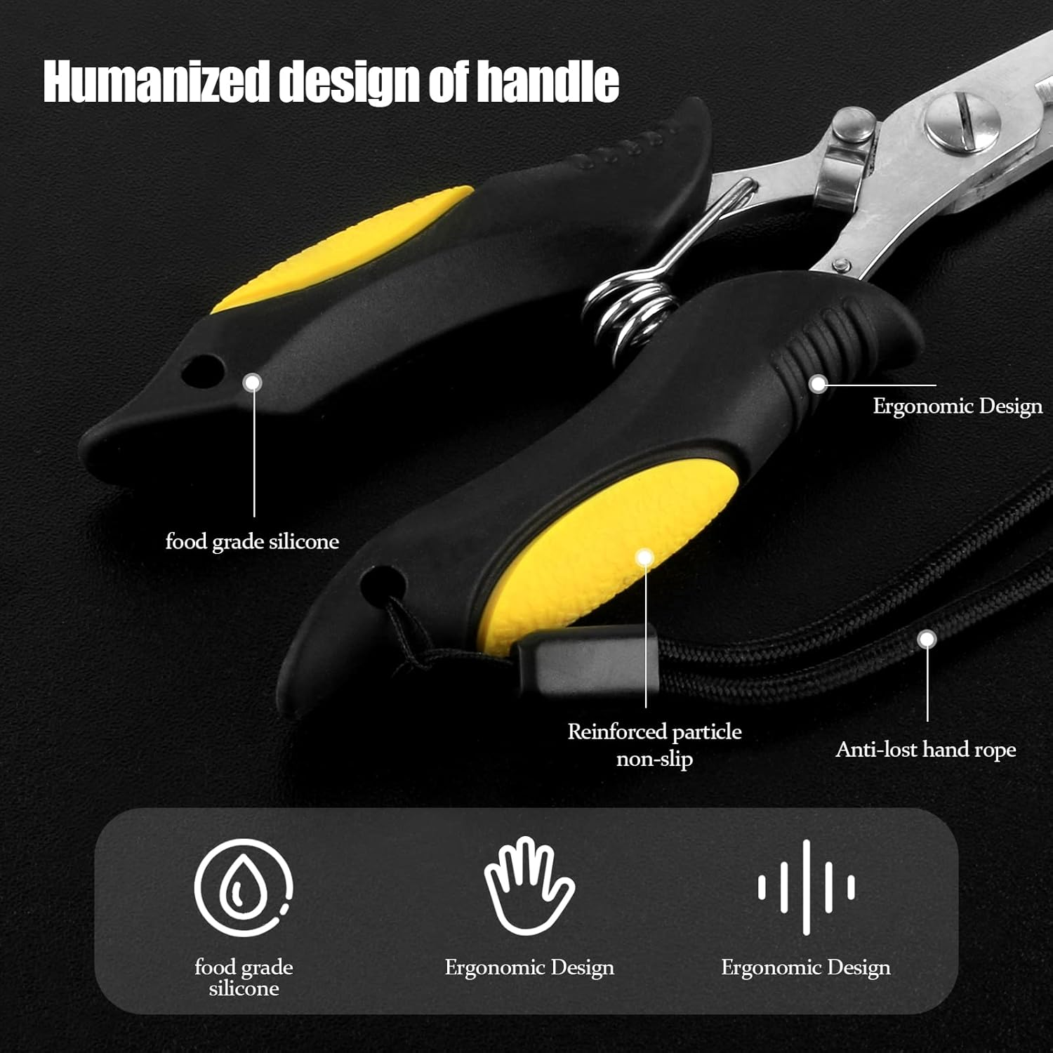 Hikary Long Nose Fishing Pliers,Ice Fishing Gear,Stainless Steel Hook Remover Braid Cutter Rustproof Fishing Multi-Tools Fishing Gripper for Freshwater Saltwater - Yellow-8.8Inch image number 3