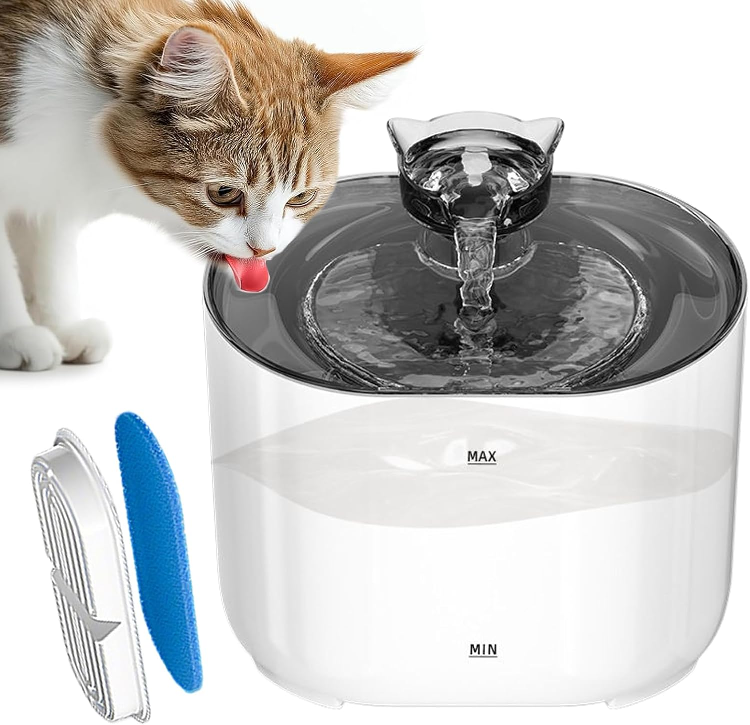 Huayeex Pet Drinking Fountain - Cat Running Water Dispenser Fountain with Filter - Quiet Multiple Pets Dog Waterer Drinking Bowl for Indoor Home Short Trip Travel Outing image number 5