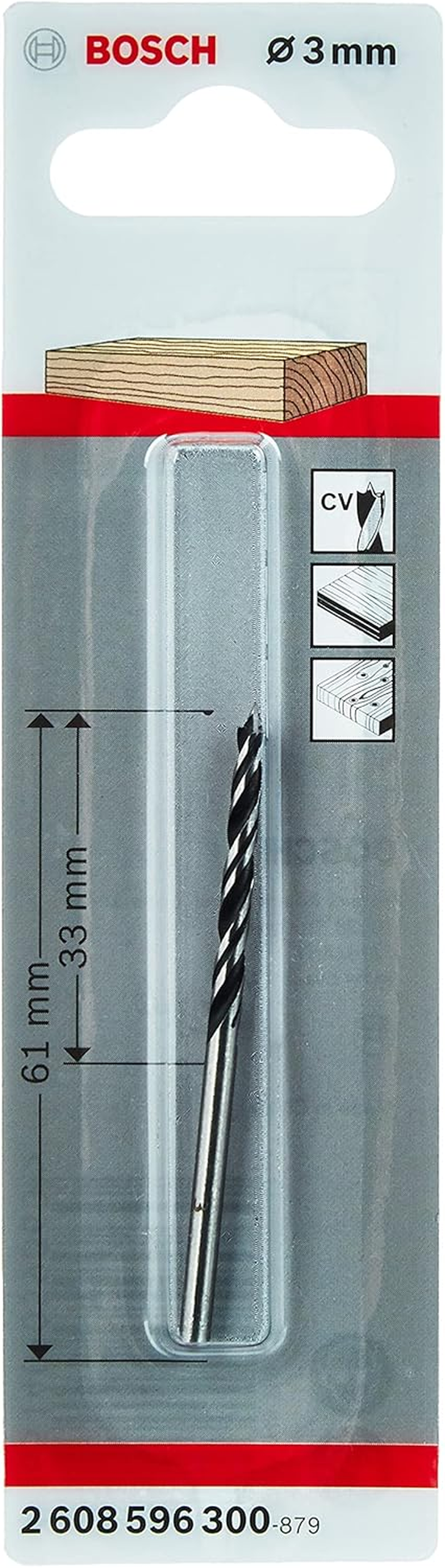 Bosch Accessories Professional 1X Brad Point Drill Bit (For Wood, &Oslash; 3 X 33 X 61 Mm, Accessories Rotary Drills)