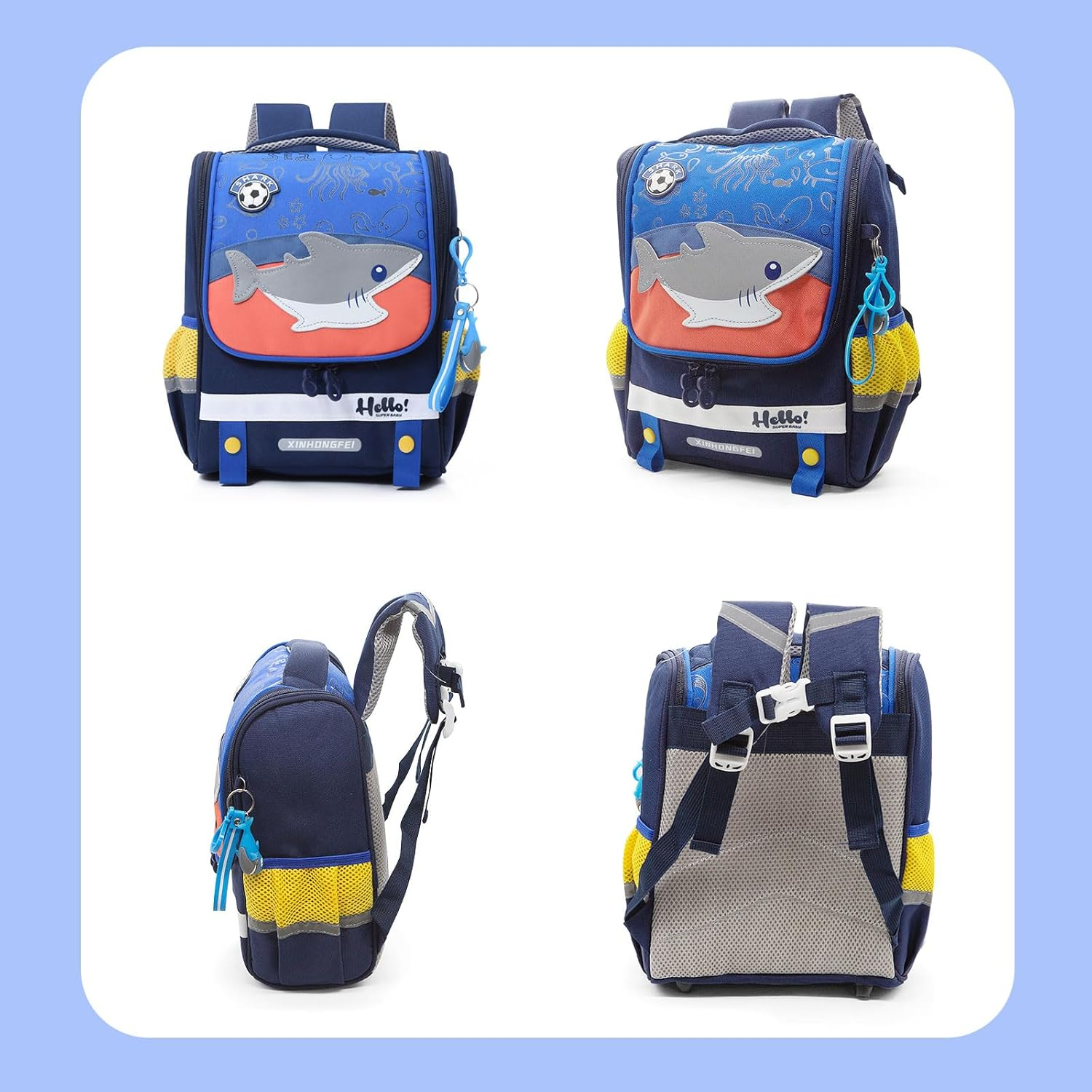 LJCZKA Toddler School Backpack Boys with Chest Strap, Children&rsquo;S Backpack Animal with Reflective Strip Water Resistant for Age 3-6 image number 2