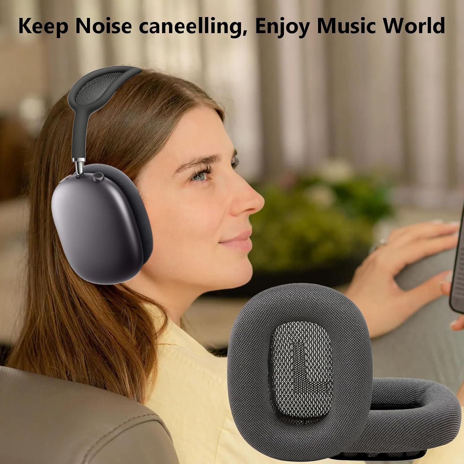 Raheem Replacement Ear Pads Compatible with Airpods Max Over-Ear Headphones, Premium Replacement Pads with Durable Mesh Fabric and Softer Foam, Airpods Max Accessories image number 1