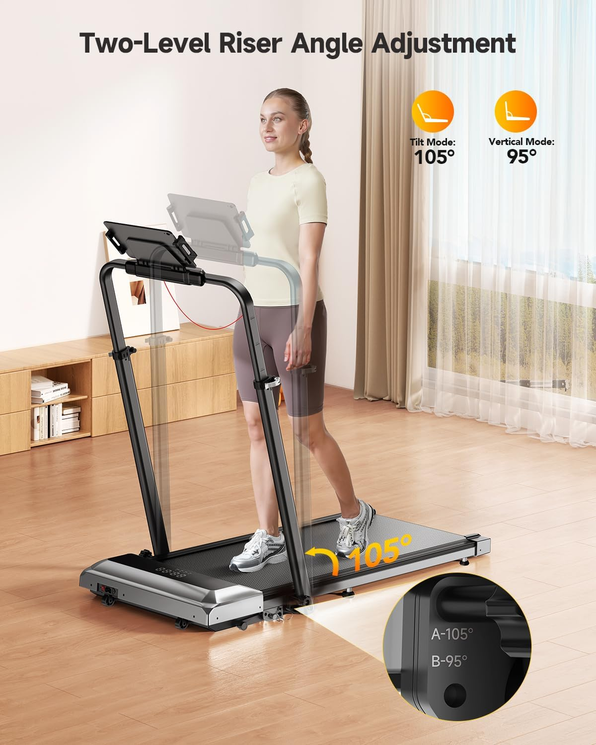 TOPUTURE Walking Pad Treadmill with 12% Incline, 6 in 1 Folding Treadmill with Adjustable Handle Bar for Home/Office, under Desk Treadmills Portable Walking Pad with App, Mute, Remote image number 2
