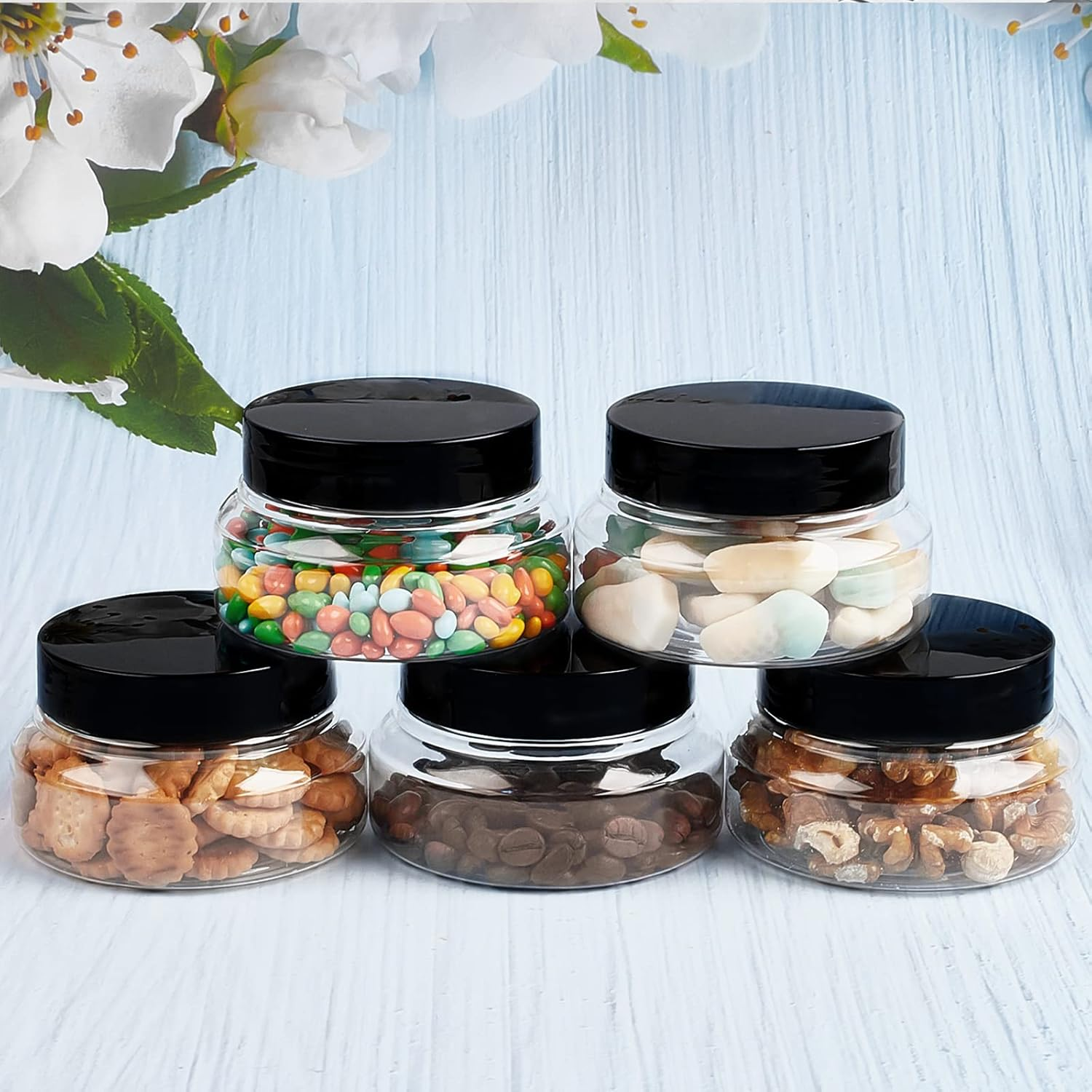 TUZAZO 5 Oz Plastic Container Tuscany Jars with Lids BPA Free, 12 Pack Empty round Clear Cosmetic Containers Body Butter Jars for Lotion, Cream, Gel, Sugar Scrub image number 2