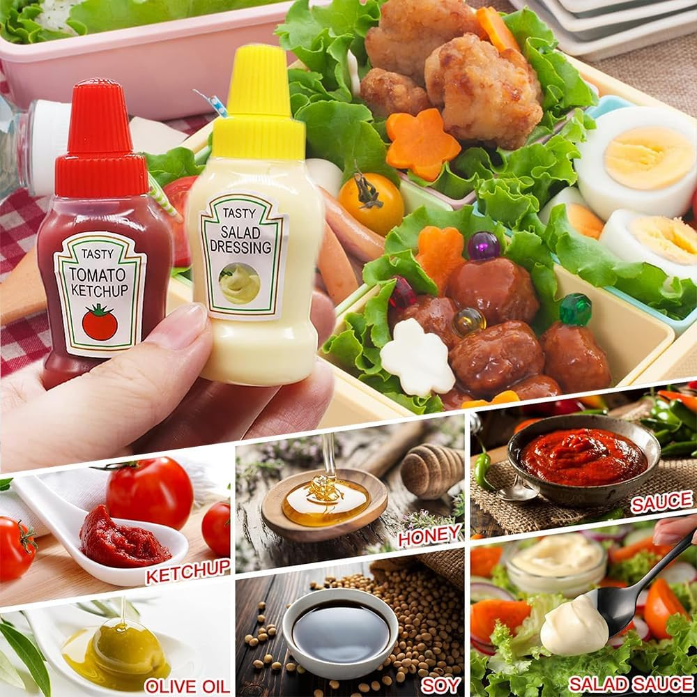 4-Pack Ketchup Sauce Bottles - Portable and Reusable Lunch Box Dispensers image number 1