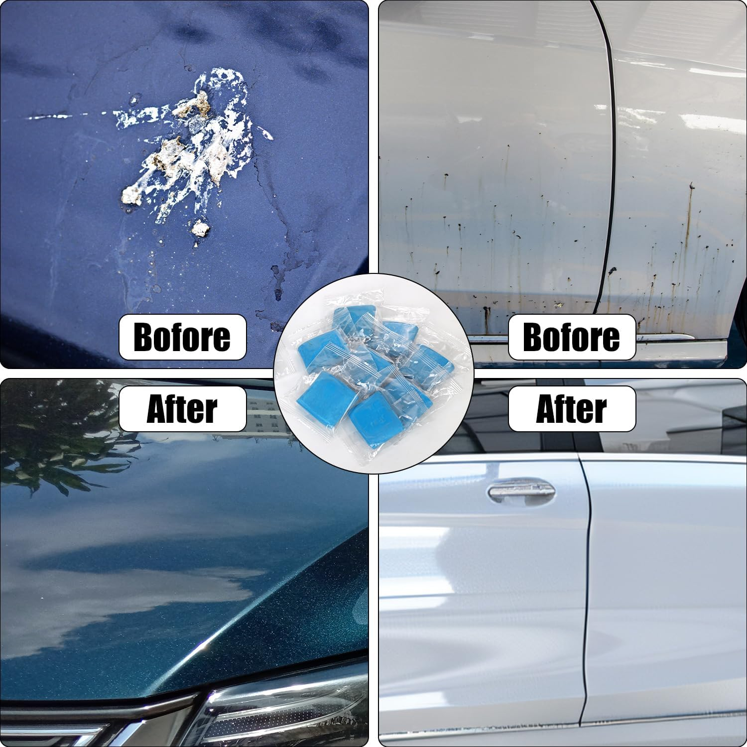 10Pcs Detailing Clay Bar, Blue Vehicle Clay Bar Auto Detailing Clay Magic Clay Bars Kit Auto Wash Bar with Washing and Adsorption Capacity for Glass Cleaning Car Detailing Clean Car Wash image number 1