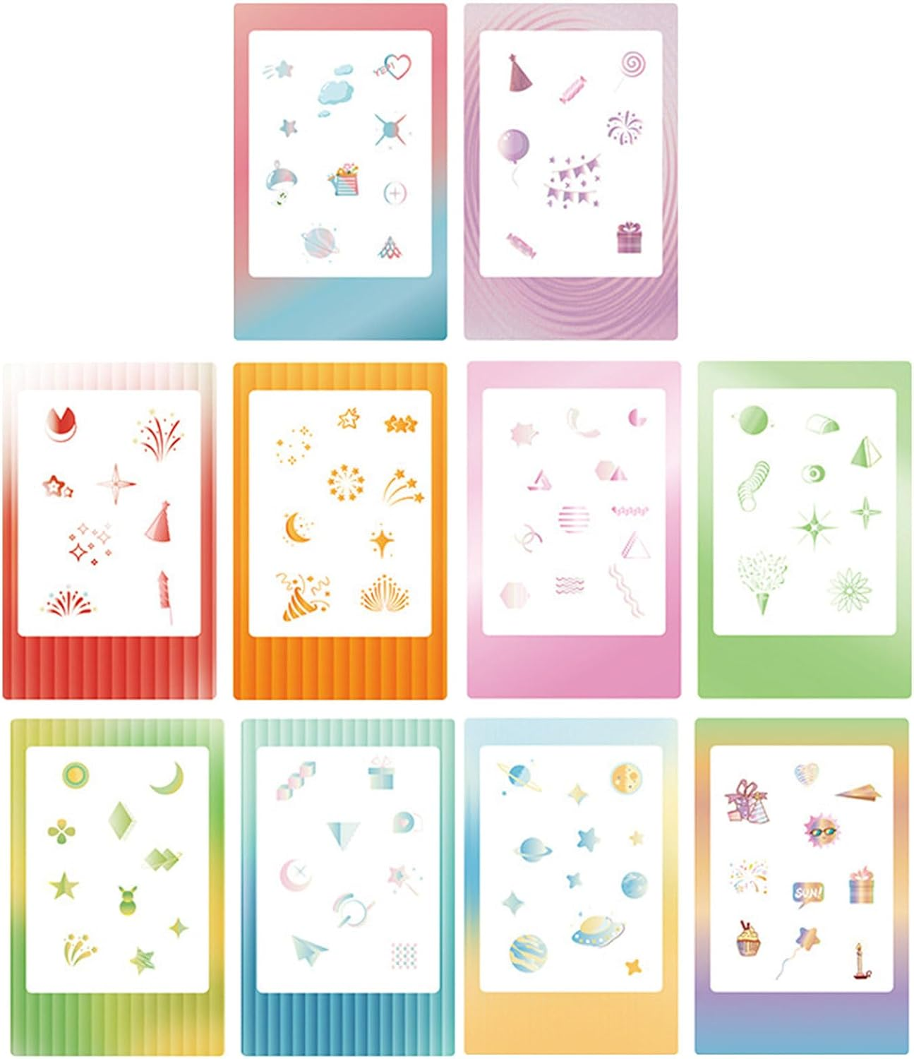 Xolixorium 10PCS Colorful Photo Instant Film Stickers for Instax Mini - DIY Scrapbook Frame Stickers for Photos, Notebook, Diary image number 3