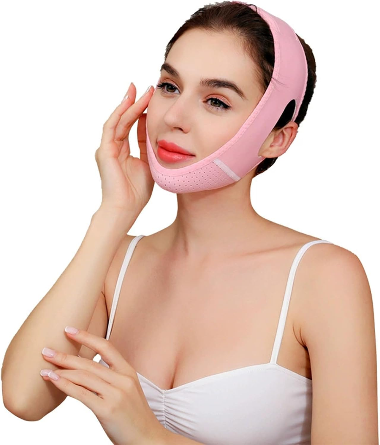 BGENHPON Reusable Double Chin Reducer, Face Lift Tape, Face Slimming Strap for Women, Breathable V Line Lifting Mask, Innovative Lifting Technology, One Size Fits All image number 4