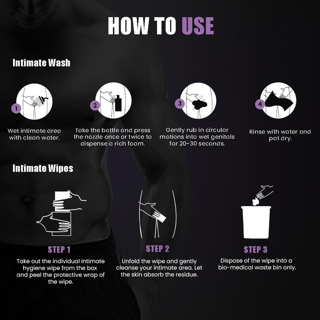 Skin Elements Men'S Intimate Hygiene Combo with Passion Fruit 120 Ml+ 30 Wipes Ph Balanced Foaming Hygiene Wash Prevents Irritation & Bad Odor image number 2