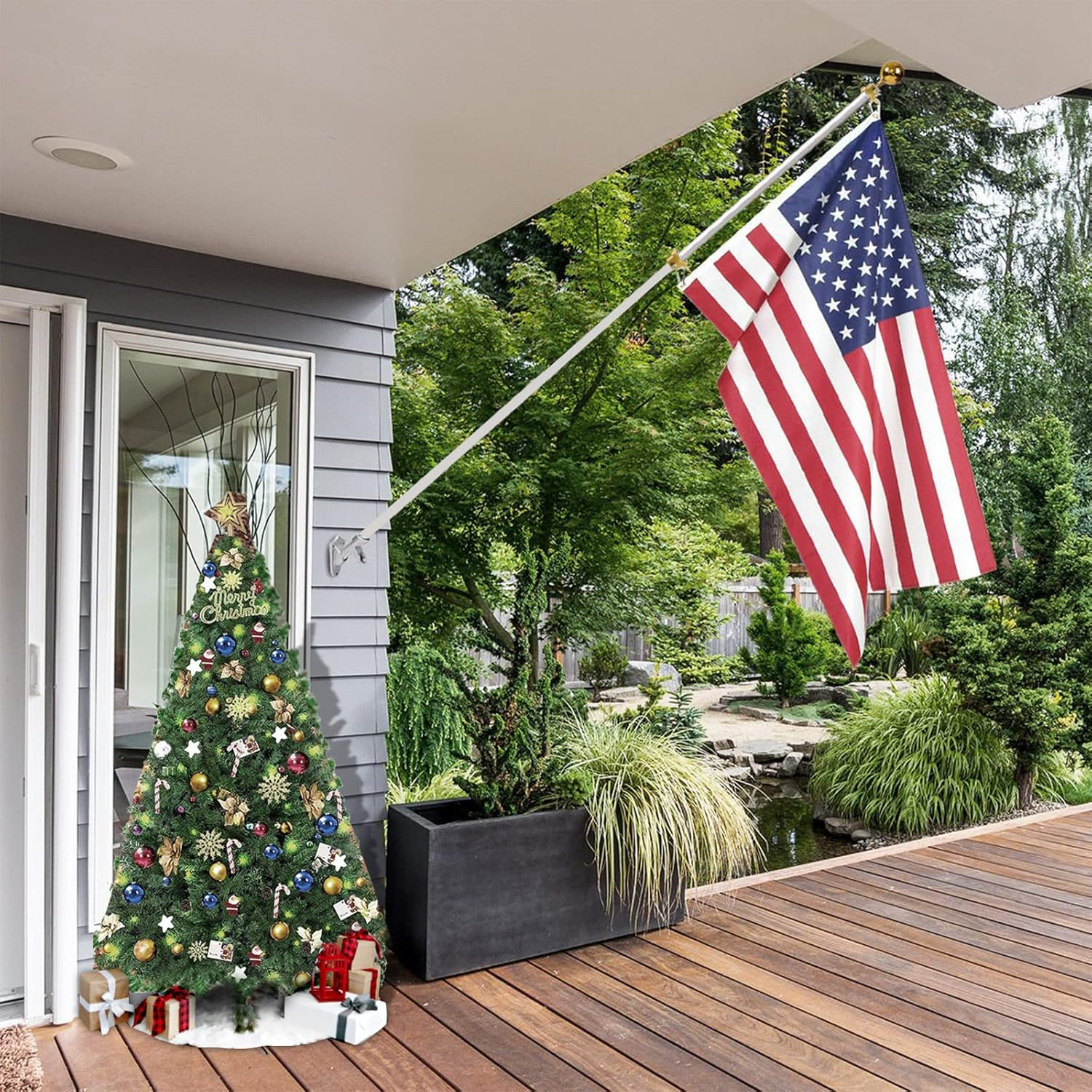 MOFEEZ Flagpole Rotating Clips Swivel Rings, Anti-Wrap Tangle Free with Bearings for 7/10-1" Diameter Flagpole (2Sets-Gold) image number 3