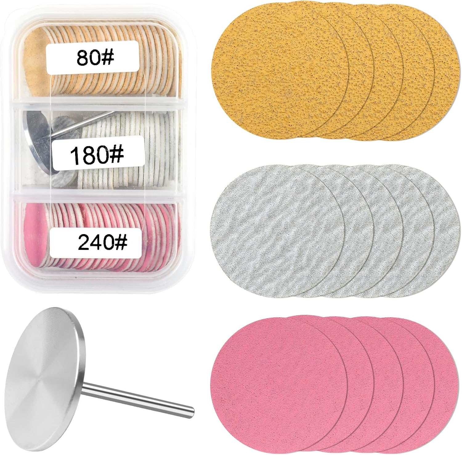 72Pcs Sanding Paper Discs and 25Mm Metal Nail Drill Bit Replacement Sandpaper Disk, Foot File for Dead Skin Foot Callus Remover for Manicure Pedicure Supplies Tools(80#150#240# Grits) image number 5