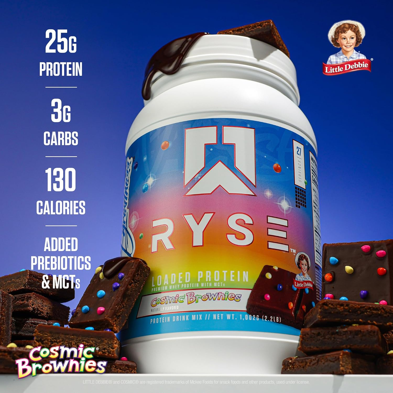 Ryse Cosmic Brownies Loaded Whey Protein with Mcts Drink Mix Powder 1002 G