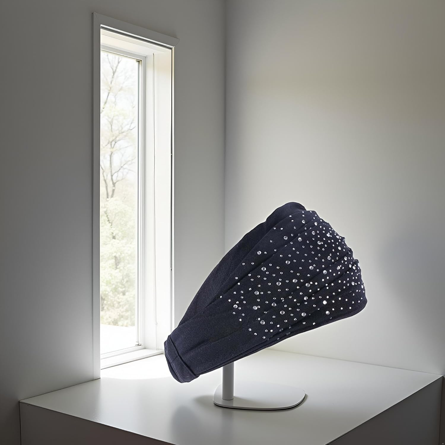 Makeup Headband Super Soft Yoga Rhinestone Solid Color Elastic Glitter Hair Accessories for Women Girls Black