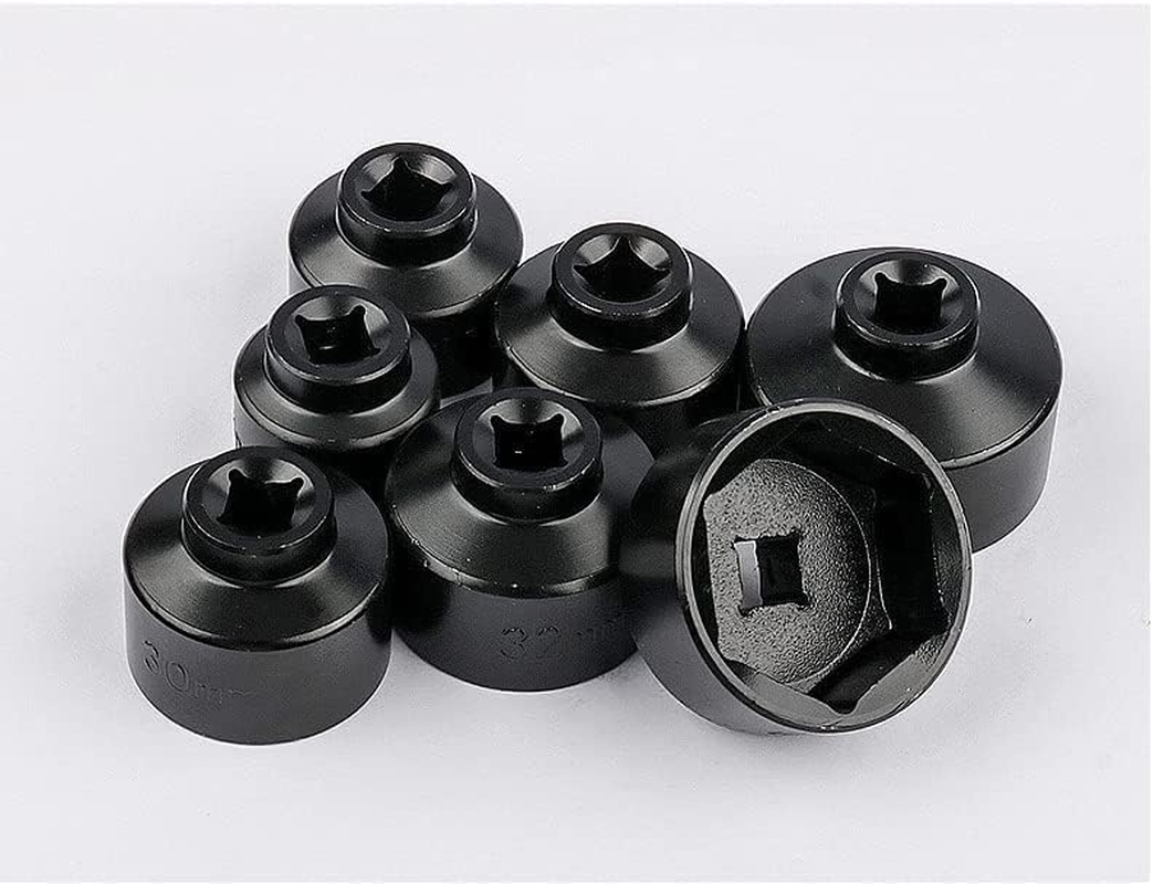 7PCS Oil Filter Cap Wrench Tool Kit, 3/8" Drive Metric 24Mm,27Mm,29Mm,30Mm,32Mm,36Mm,38Mm Socket Set for Toyota VW BMW Mercedes with Case image number 3