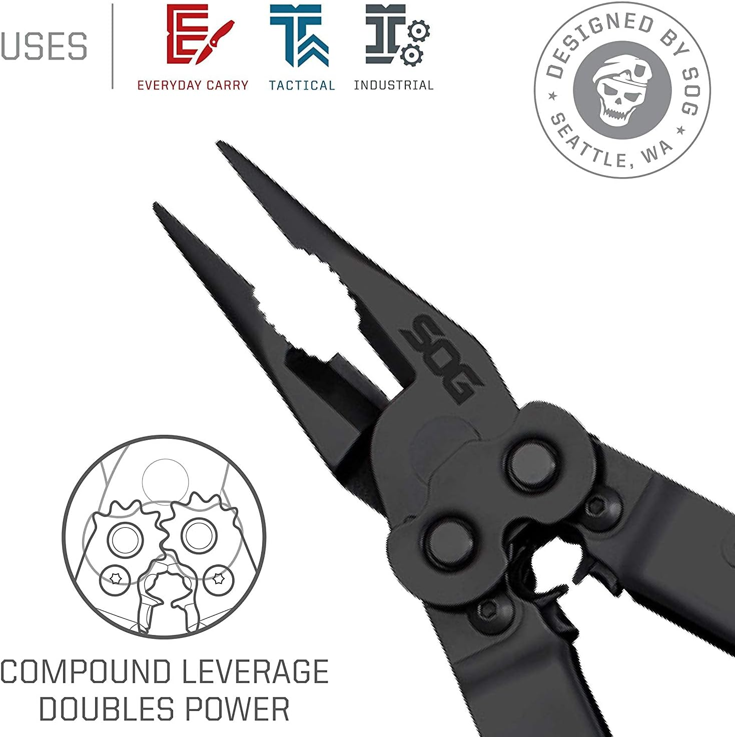 SOG Powerlock EOD Multi-Tool B61N-CP - 18 Tools, Black Oxide, Nylon Sheath, Compound Leverage image number 3