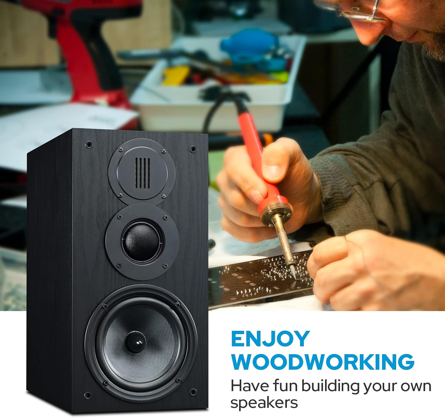 Hivi-Swans DIY 3.1A - 3.1 Passive Bookshelf Speakers - Near-Field Speakers - DIY Speaker Kit - Pair - Black image number 2