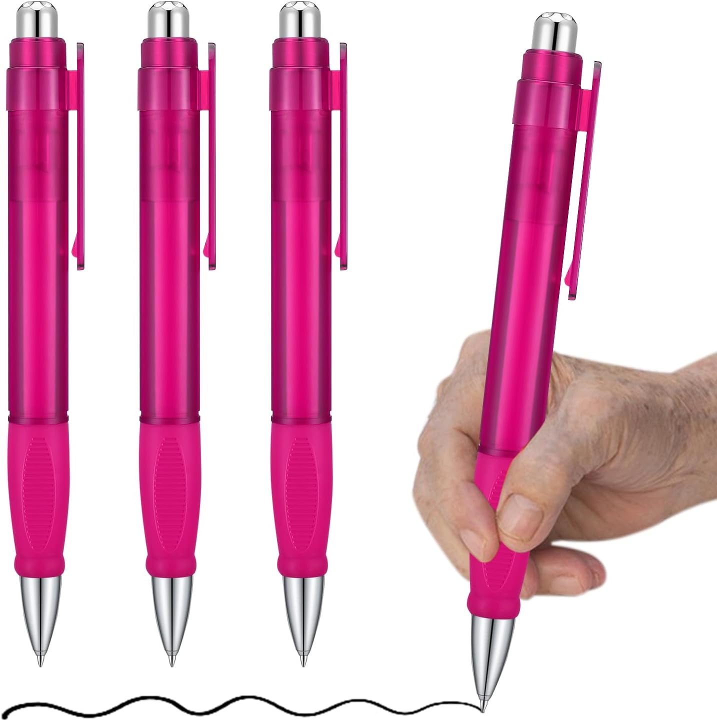 Big Pens Fat Pens Big Fat Pen - Enhanced Writing Stability for Arthritis and Elderly Easy Thick Grip 3Pcs Magenta image number 2