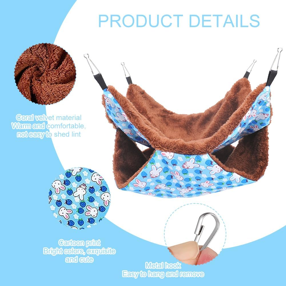 Rat Rodent Hammock, Guinea Pig Hammock, Double Layer Hanging Bed for Hamster, Hammock for Small Animals, Hamster Hammock, Double Layer Pet Hammock, 35 X 35 Cm image number 3