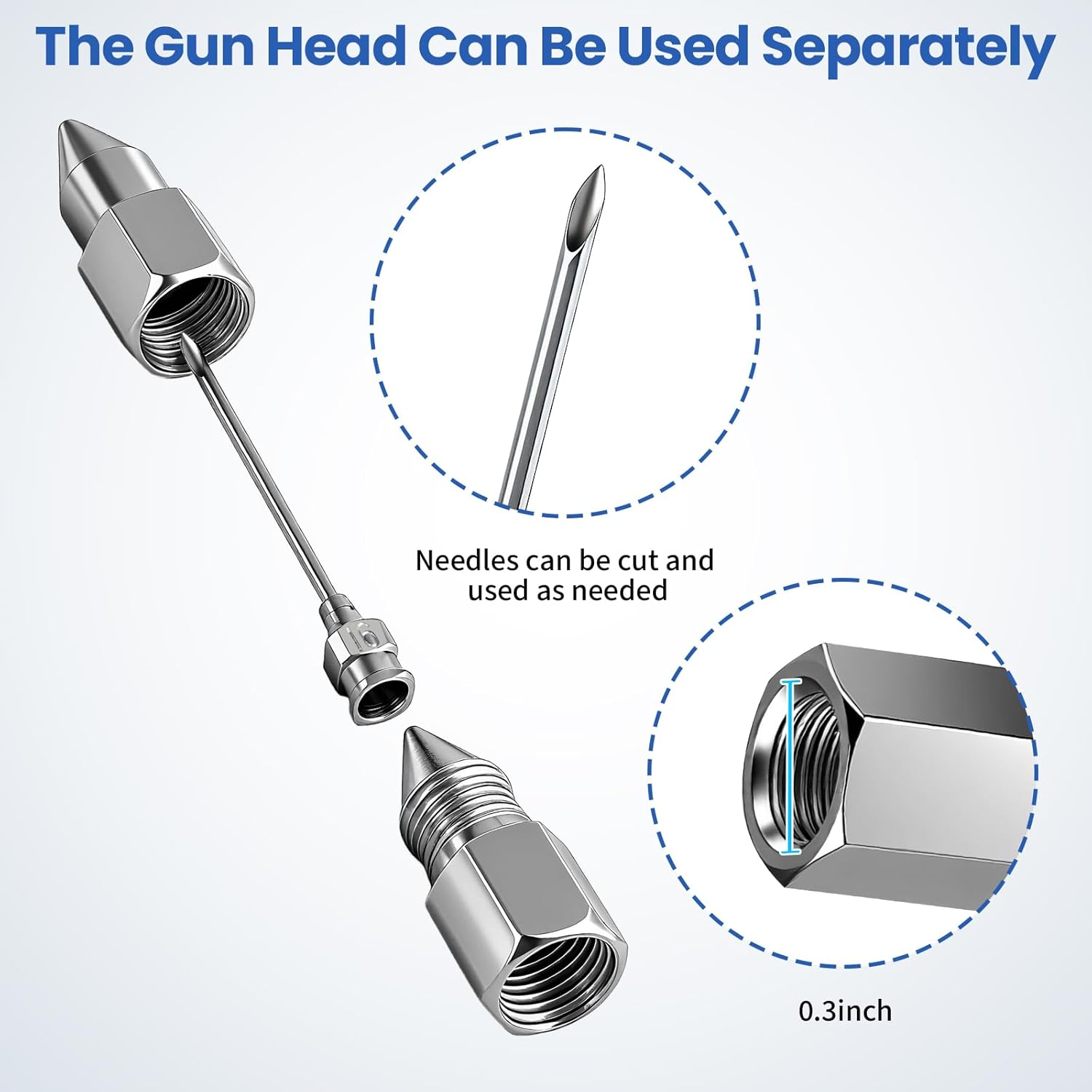 5PCS Grease Gun Needle Tip Accessory Kit - Includes Grease Needle Dispenser, Rubber Coupler Adapter Grease Injector, Detachable Nozzle Tips, 2 Grease Needle Nozzle Tools for Narrow Tight Spaces