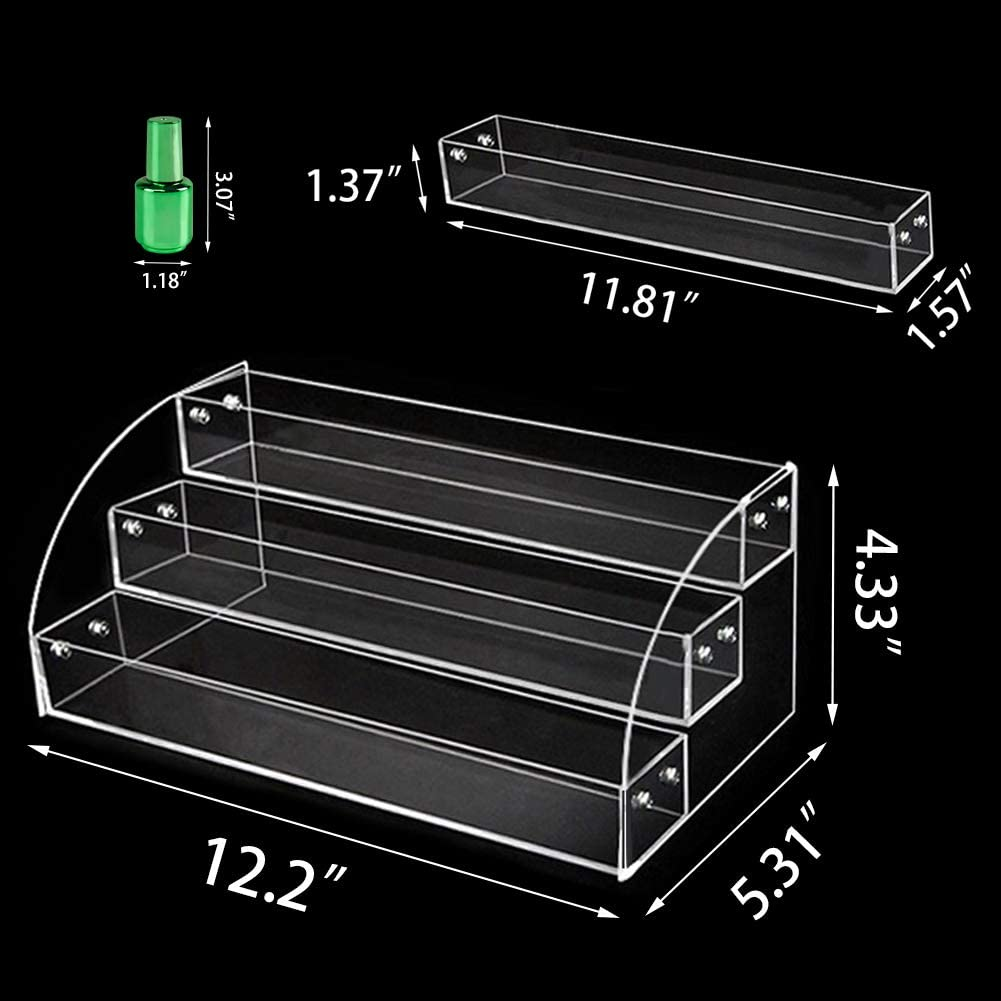 Tasybox Acrylic Nail Polish Holder Organizer Rack, Clear Essential Oils Storage Nail Varnish Display Stand, 3 Tier image number 2