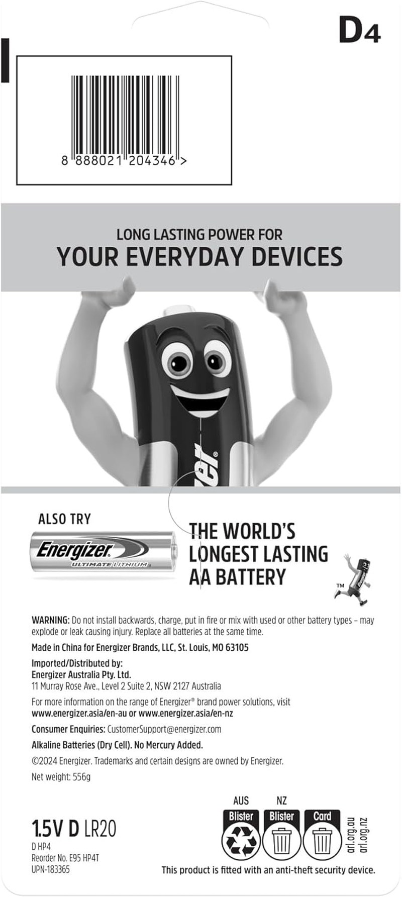 Energizer Max D Batteries - 4 Pack image number 6