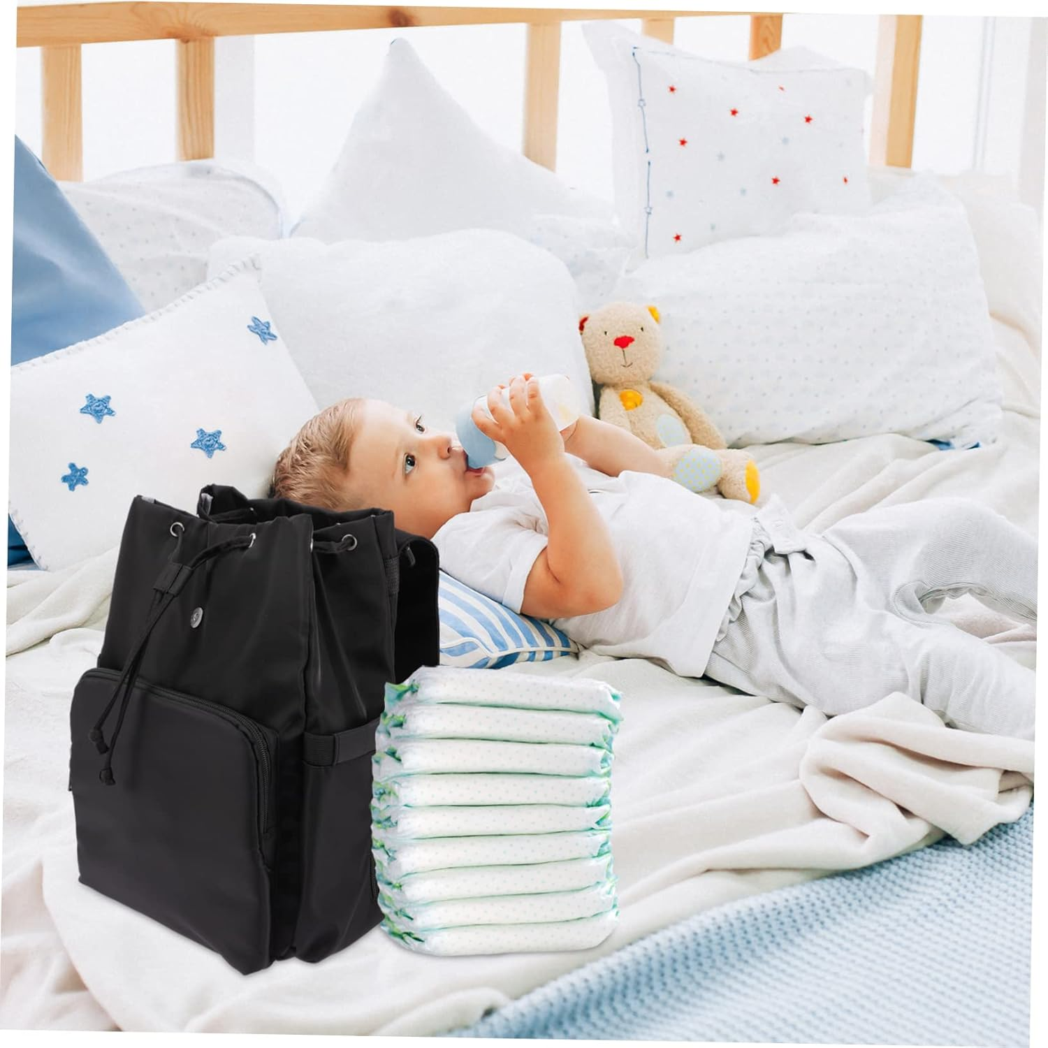 Nappy Changing Backpacks Diaper Bag Organizer Dry Wet Separation for Toys and Milk Bottles image number 1