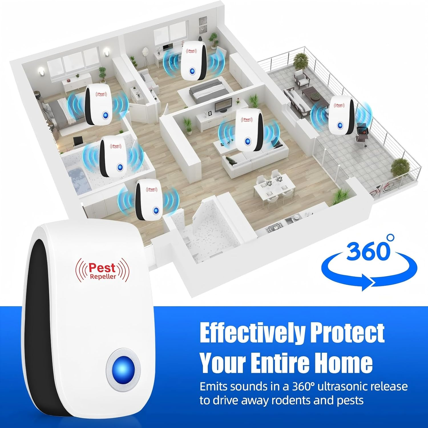 Ultrasonic Pest Repeller 8 Pack, AU Plug-In Indoor Electronic Pest Control Repellent, Efficient Repelling Rat, Spider, Ant, Mosquito, Cockroach, Bed Bug and Other Rodents, Non-Toxic Eco-Friendly image number 1