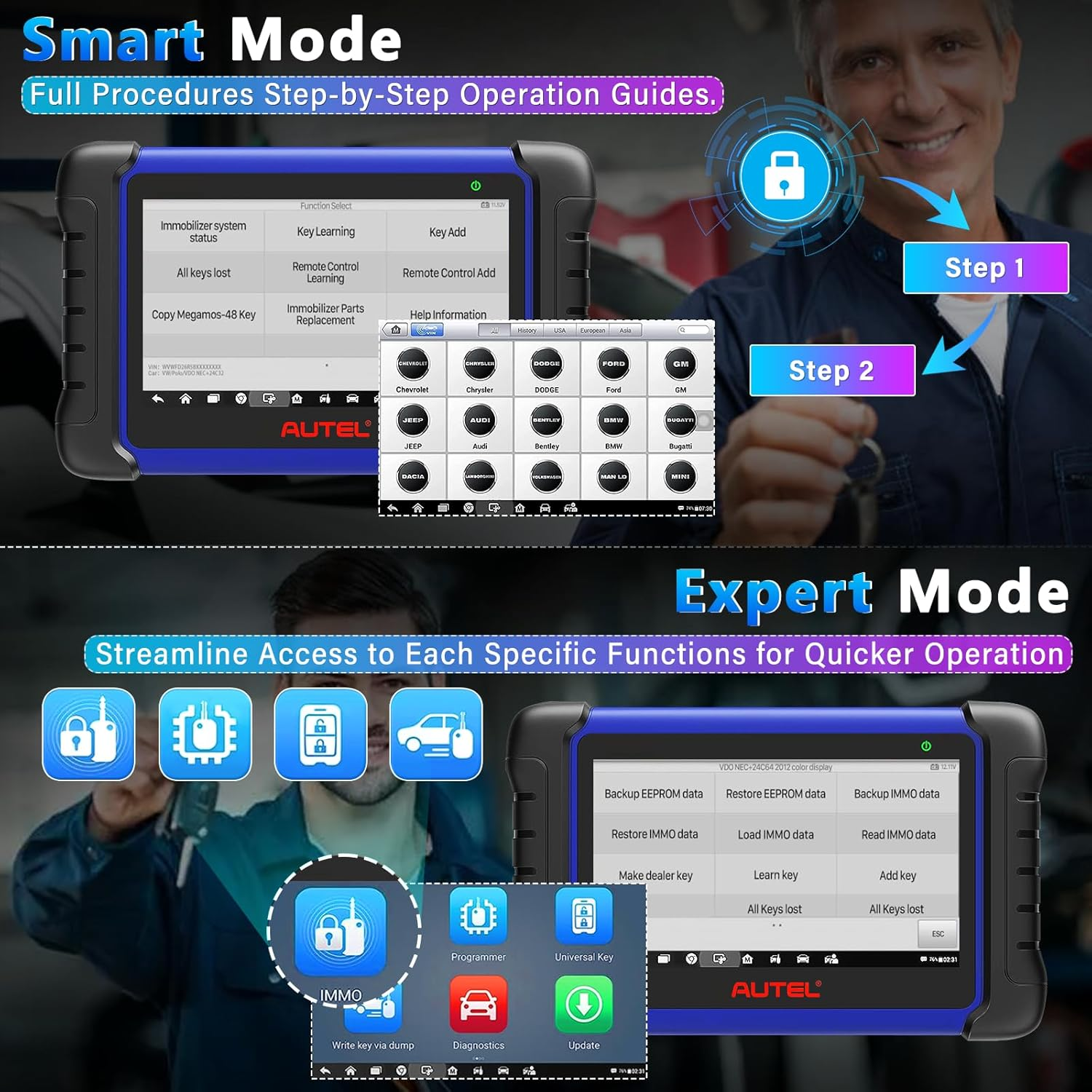 Autel Key Programmer Maxiim IM508S, 2024 Android 11 Version of Autel IM508 IMMO Key Fob Programming Tool, OBDII Diagnostic Tool Same as MK808BT Pro Bi-Directional Scanner with 36+ Services image number 4