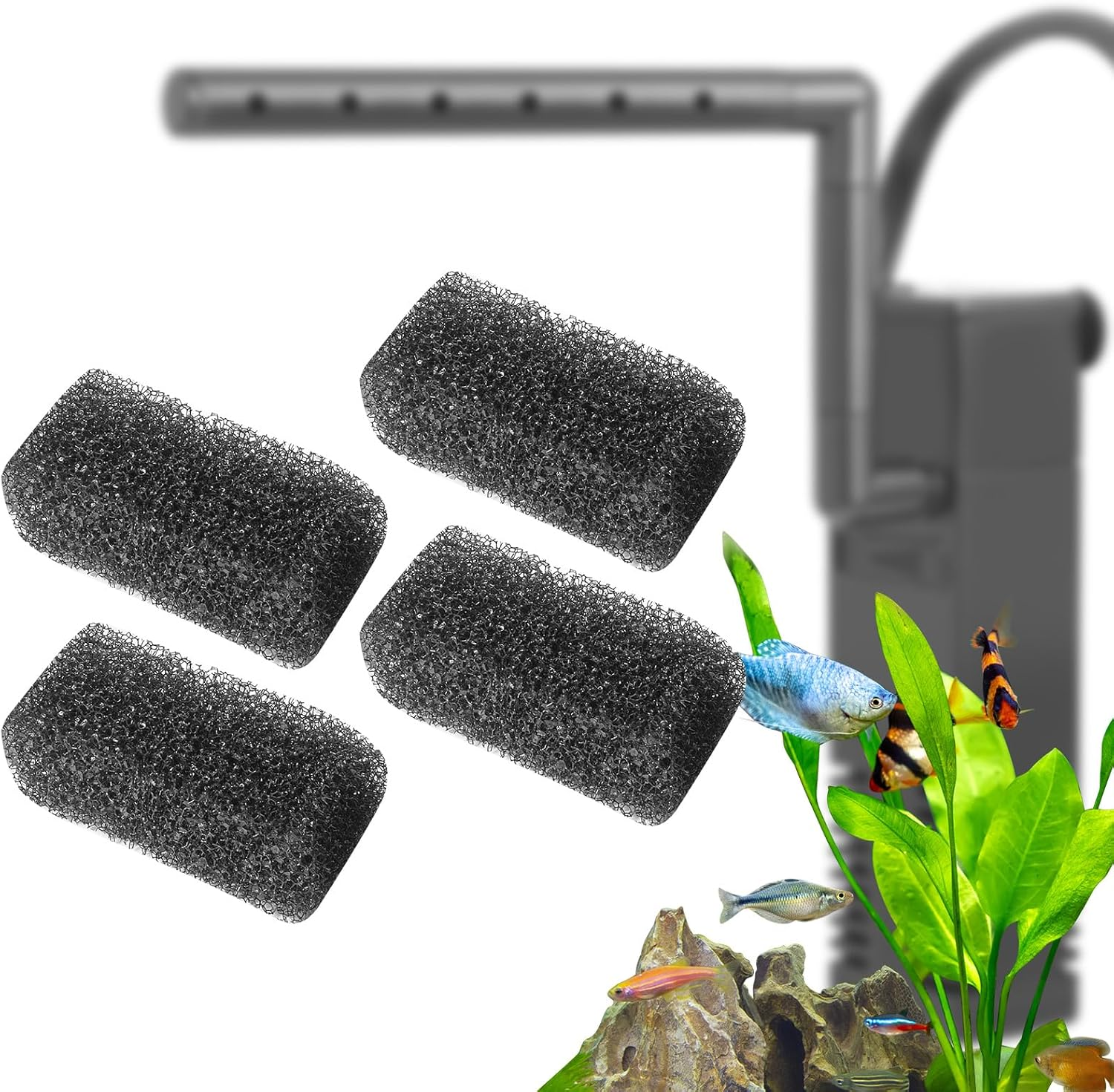 4PCS Replacement Aquarium Biochemical Sponge for 3W Aquarium Filter, Aquarium Filter Sponges for Replacement (Sponge for 3W) image number 2