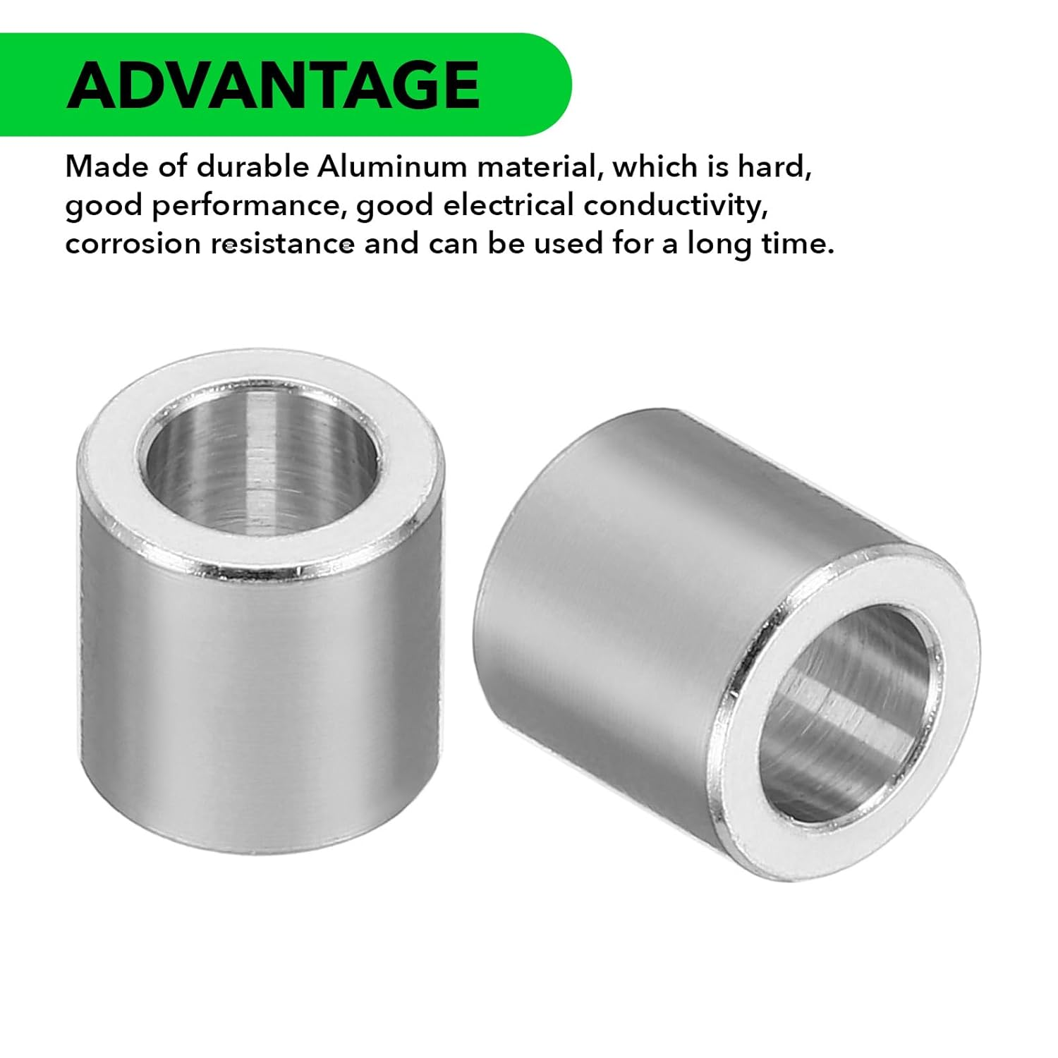 MAEZOE 10-Pack M6 Stainless Steel Spacers, Metal Spacer 6.2Mm ID X 10Mm OD X 10Mm L Spacer Screw Standoff round for 1/4" or M6 Screw Bolts image number 2