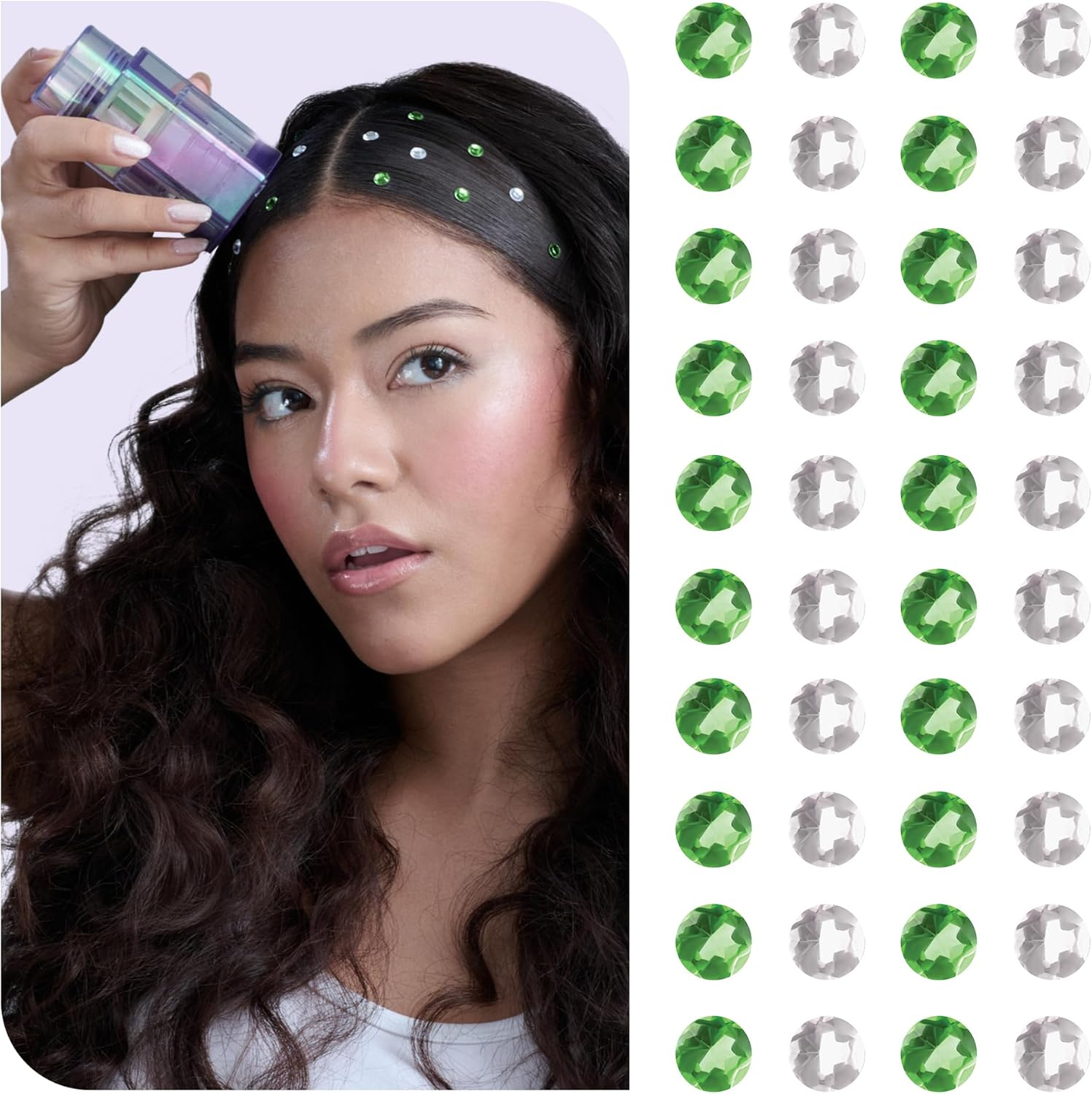 Hally Hair Gems Pen Applicator - Includes Hair Styling Tool with 240 Multicolored Adhesive Gem Stickers Hair Jewels - Stylish Hair Accessories for School, Halloween, Festivals, Wedding, Parties & More