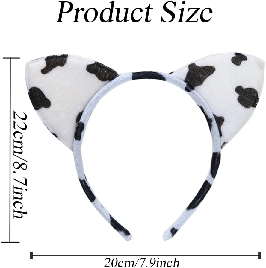 3 X Plush Animal Ear Hair Bands Halloween Leopard Cat Cow Ears Costume Accessories for Cosplay Party Daily Use image number 1