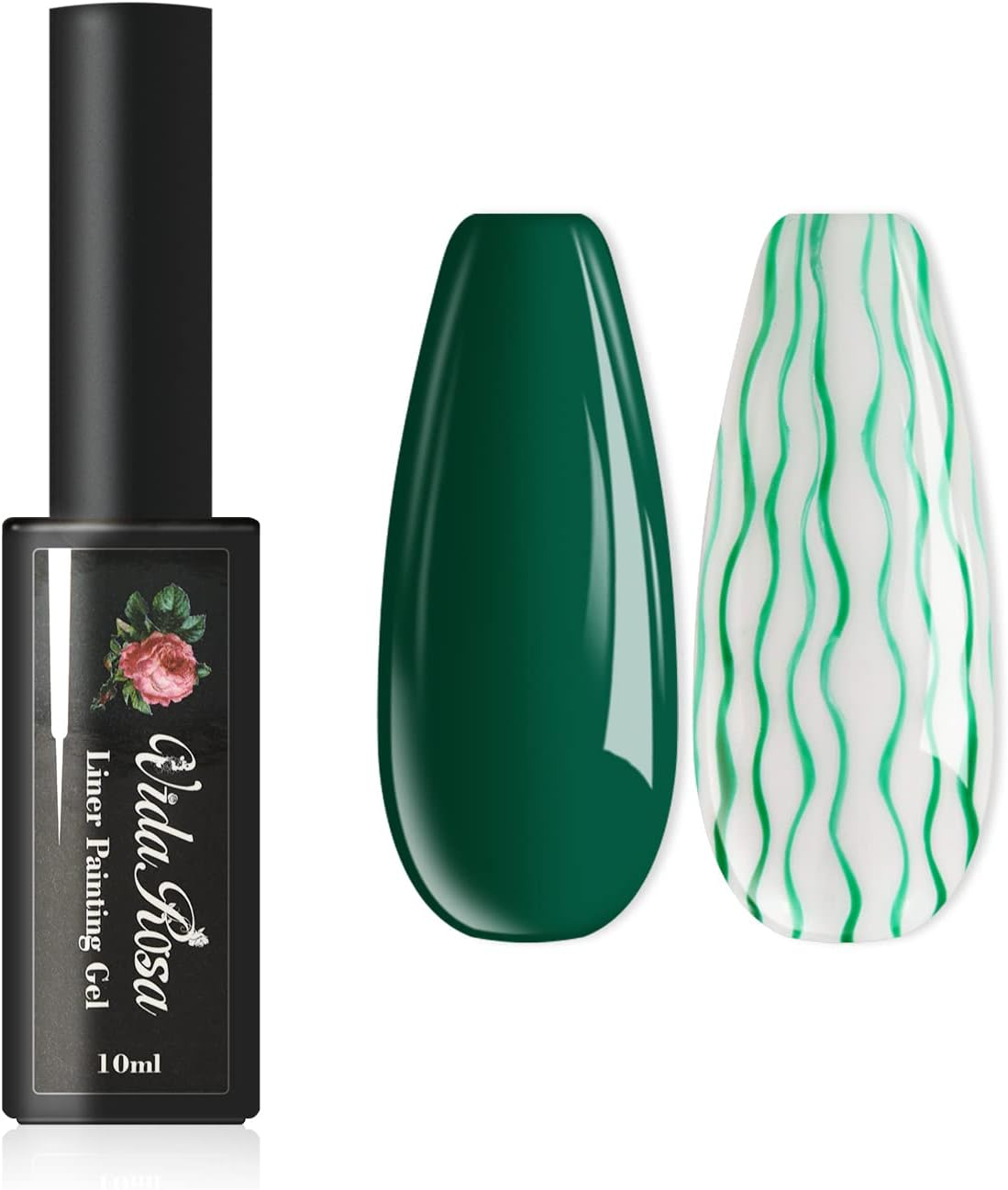 Vidarosa Gel Nail Liner Polish Pen UV LED Painting Gel Polish Set for 3D Nail Art DIY Nail Design Pull Line Pen Nail Drawing, Nail Painting Polish for Manicure Salon, 10ML, Classic Green - 25 Colors image number 5